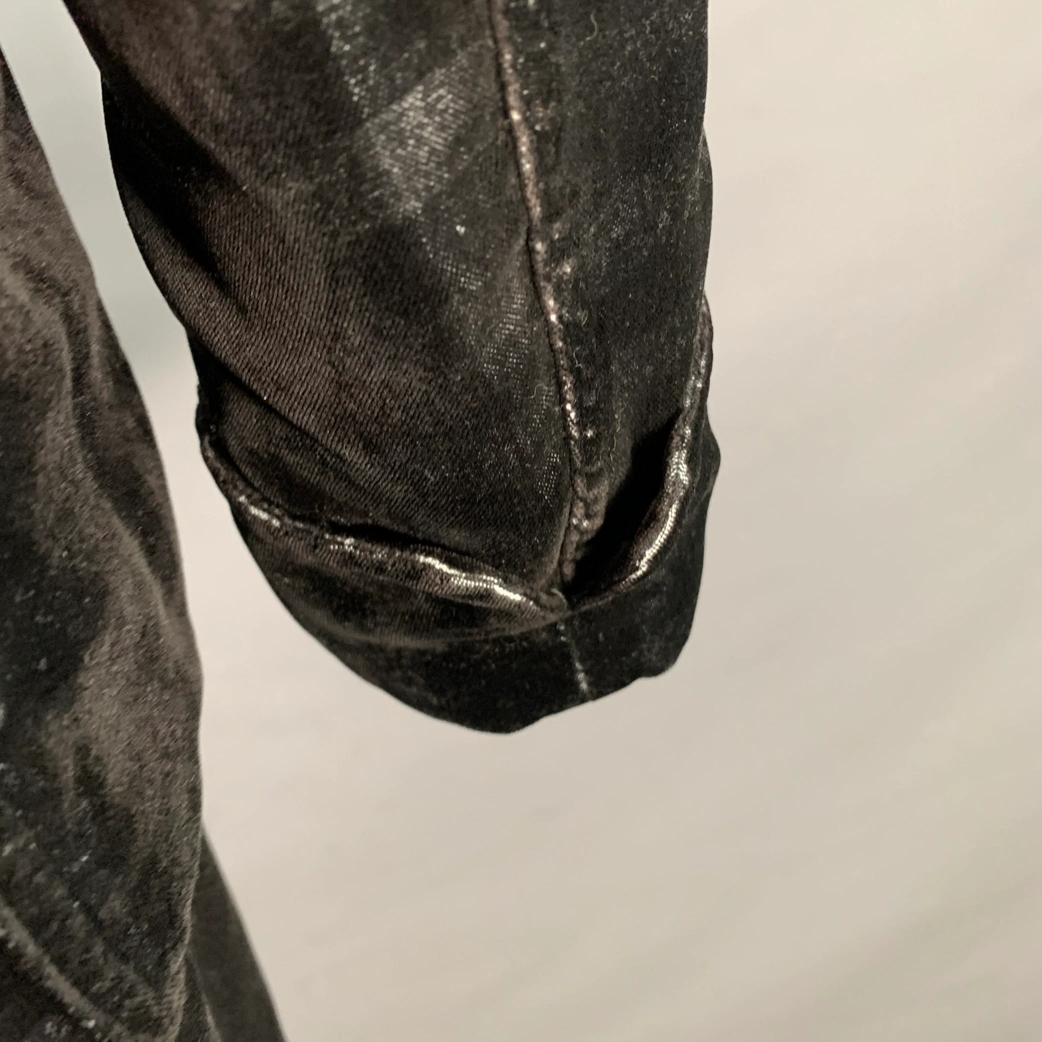 COMME des GARCONS HOMME PLUS Size S Black Black Checkered Polyester Shawl Lapel Robe - Image 8