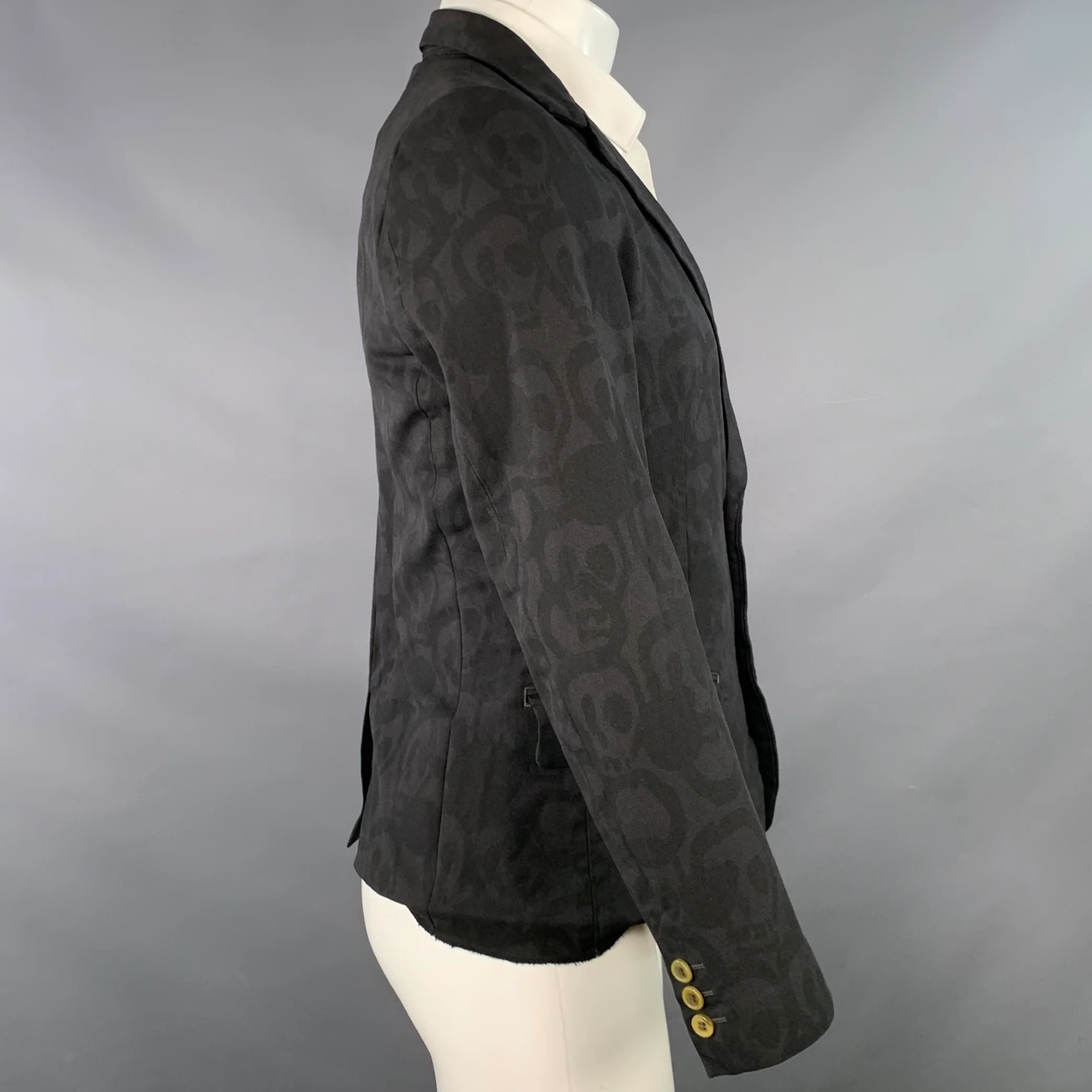 COMME des GARCONS HOMME PLUS Size S Black Skull Polyester Sport Coat - Image 3