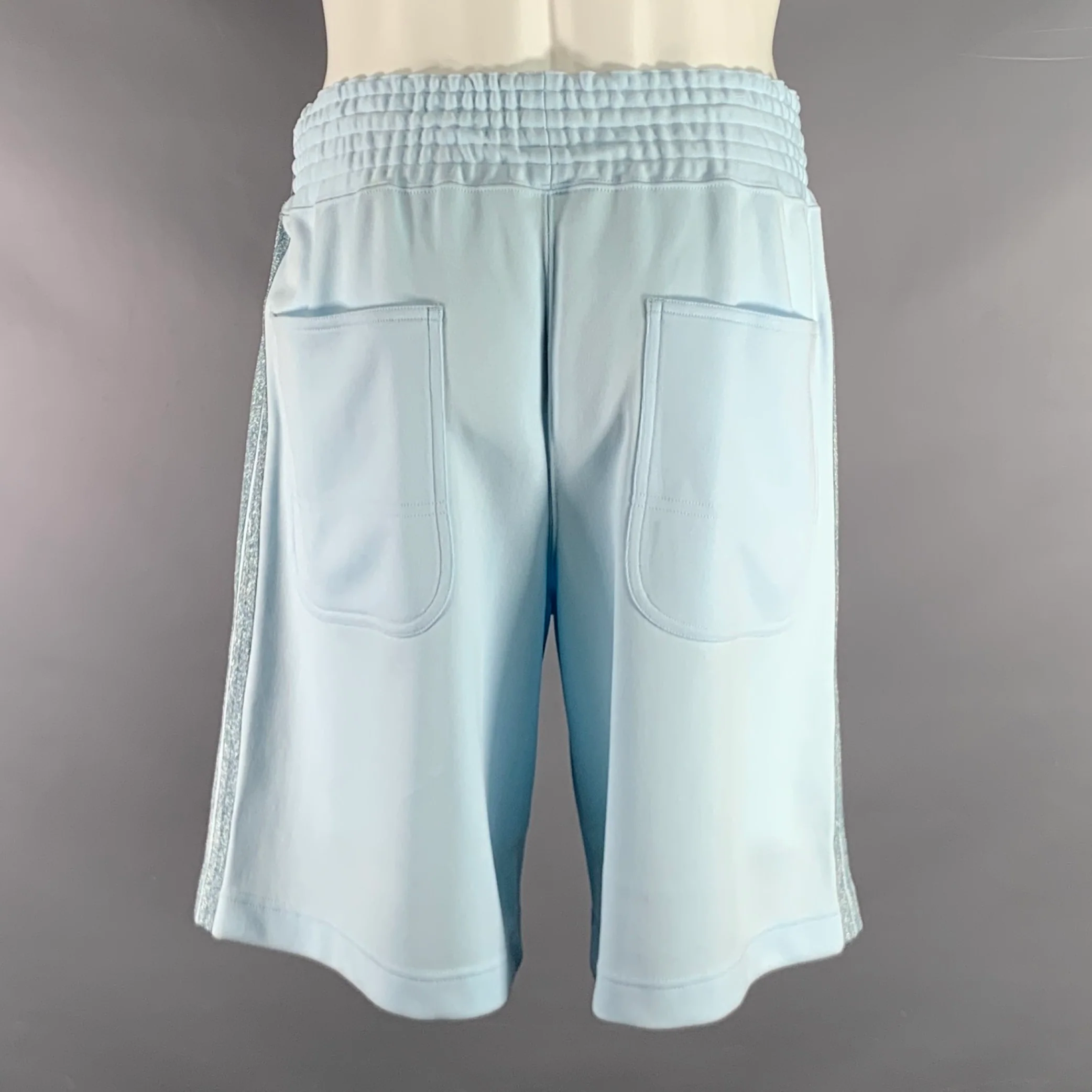 COMME des GARCONS HOMME PLUS Size S Blue Stripe Polyester Athletic Shorts - Image 3
