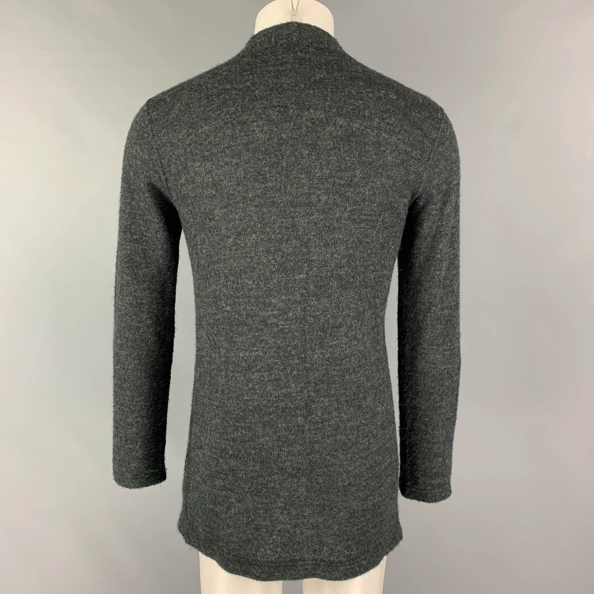 COMME des GARCONS HOMME PLUS Size S Dark Gray Acrylic Blend Buttoned Cardigan - Image 3
