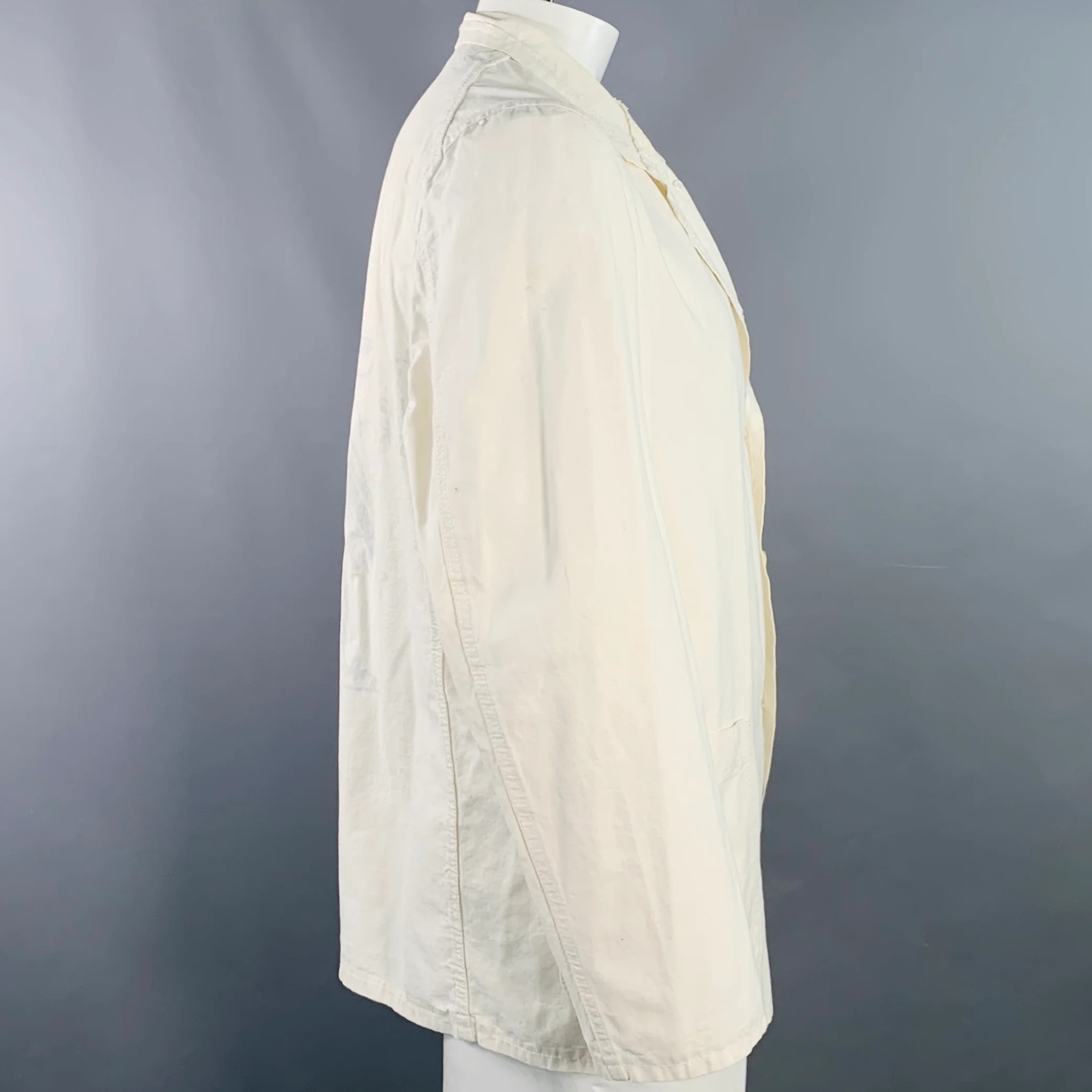 COMME des GARCONS HOMME PLUS SS04 Size L Cream Black Chore Jacket - Image 3
