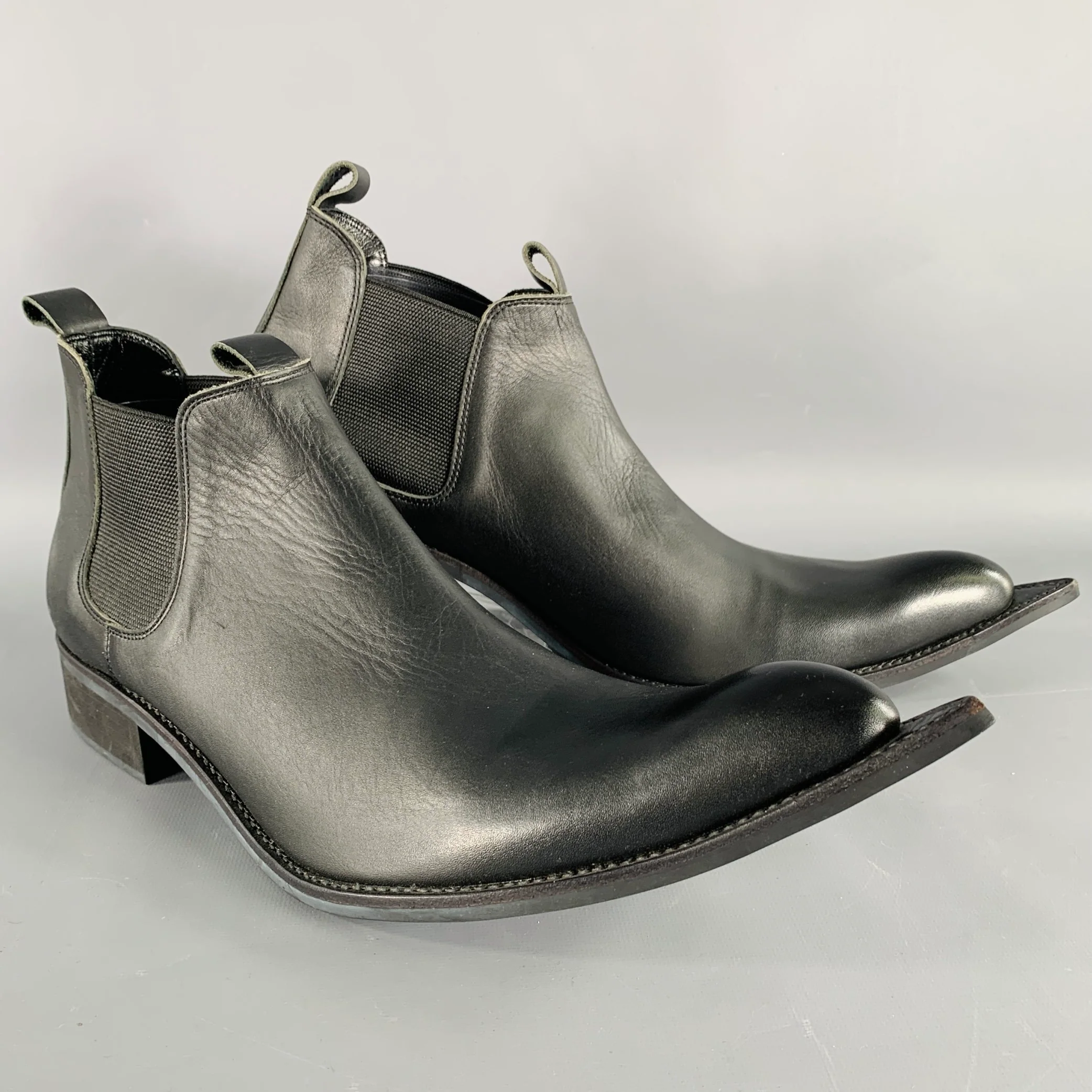 COMME des GARCONS HOMME PLUS SS15 Size 10 Soldier of Peace Black Leather Chelsea Boots