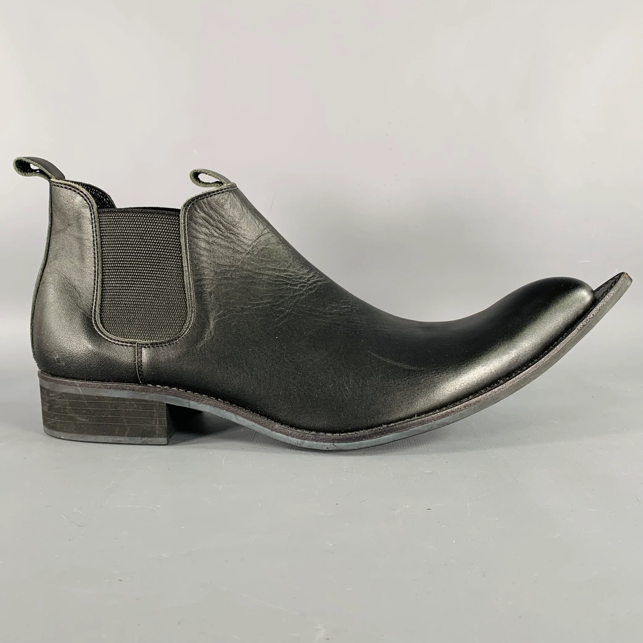 COMME des GARCONS HOMME PLUS SS15 Size 10 Soldier of Peace Black Leather Chelsea Boots - Image 3