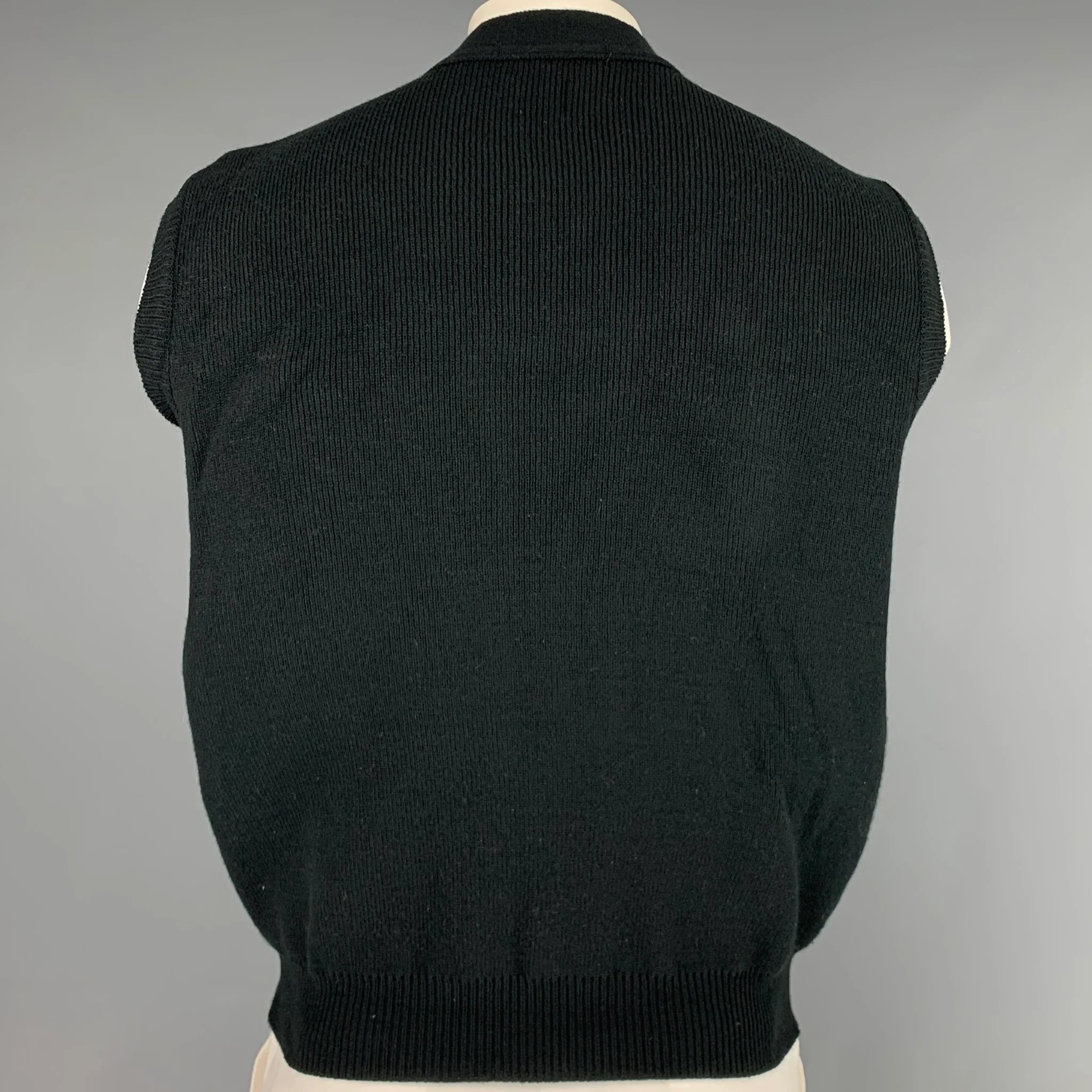 COMME des GARCONS HOMME Size L Black Acrylic Zip Vest - Image 3