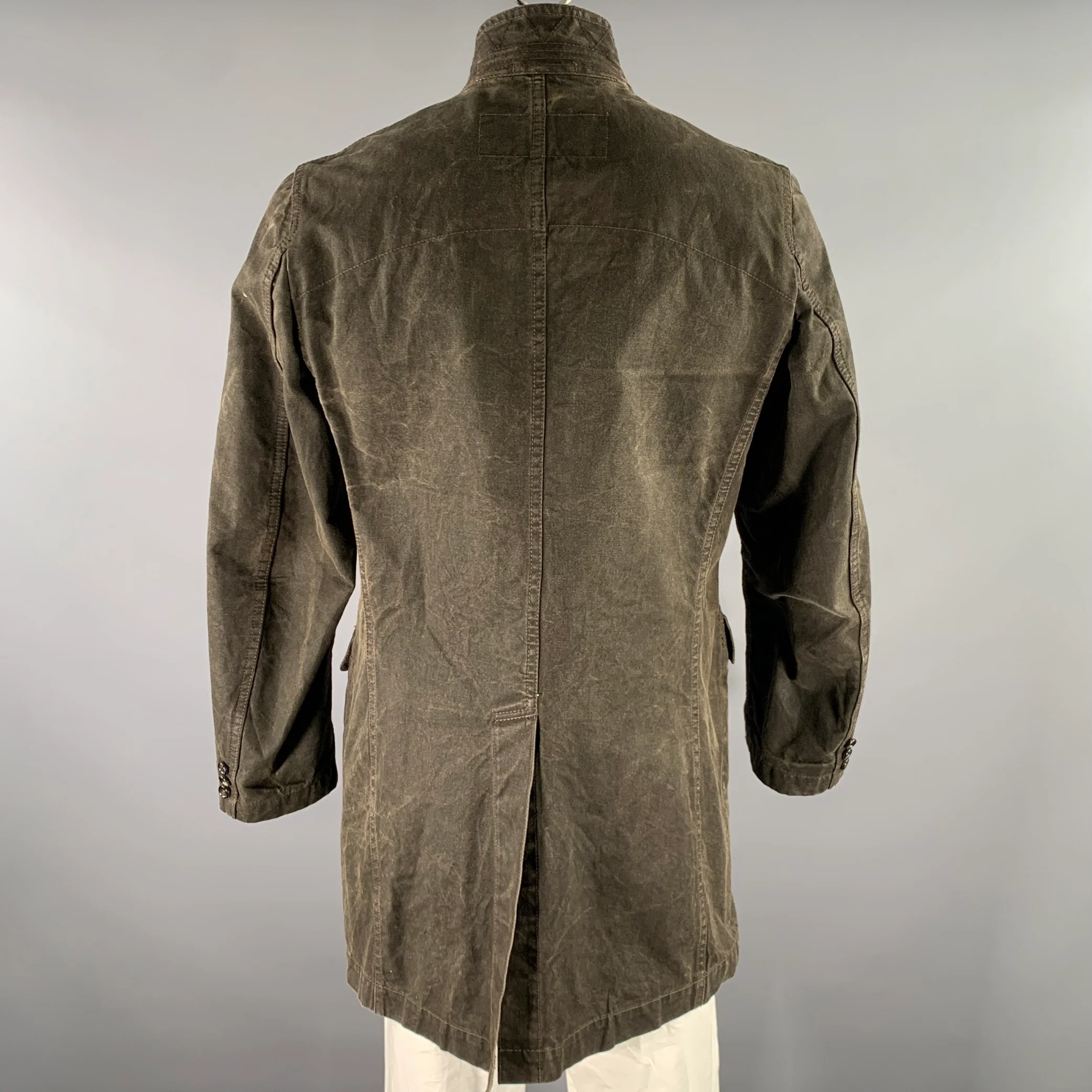 COMME des GARCONS HOMME Size L Brown Distressed Cotton Peak Lapel Jacket - Image 5