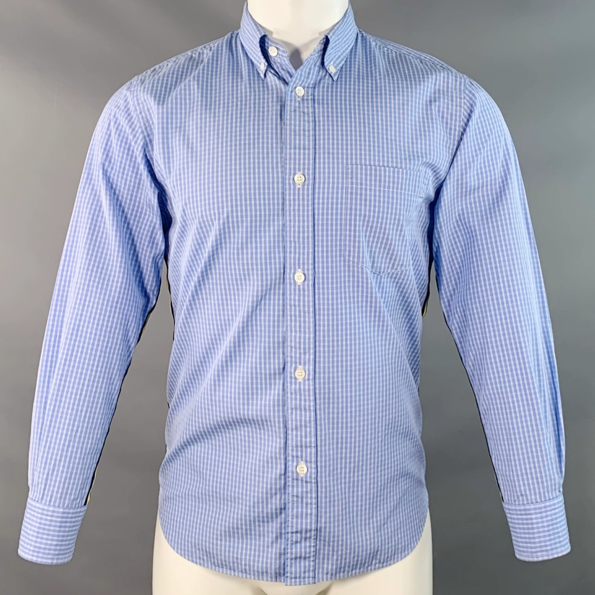 COMME des GARCONS HOMME Size XS Blue White Plaid Cotton Long Sleeve Shirt
