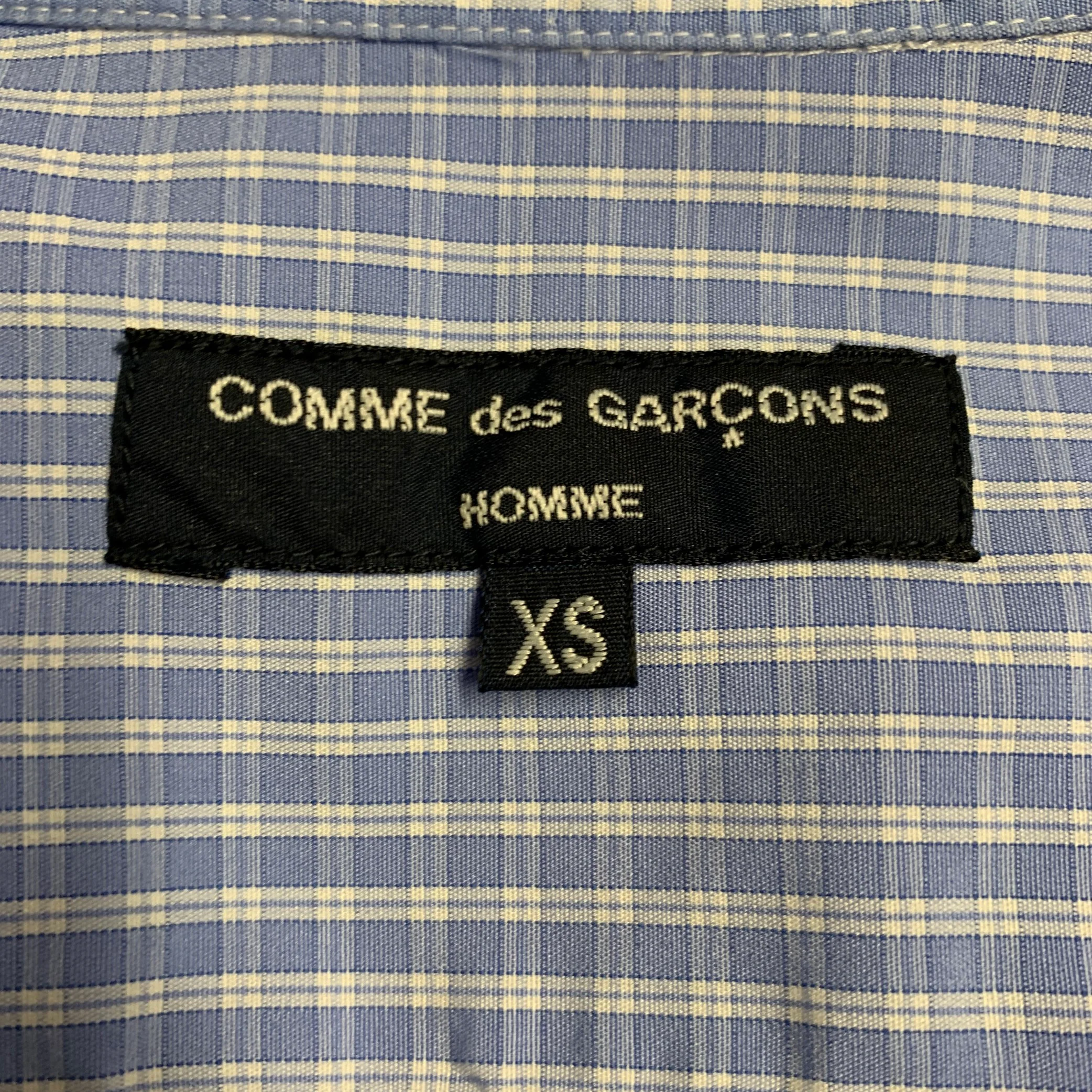 COMME des GARCONS HOMME Size XS Blue White Plaid Cotton Long Sleeve Shirt - Image 5
