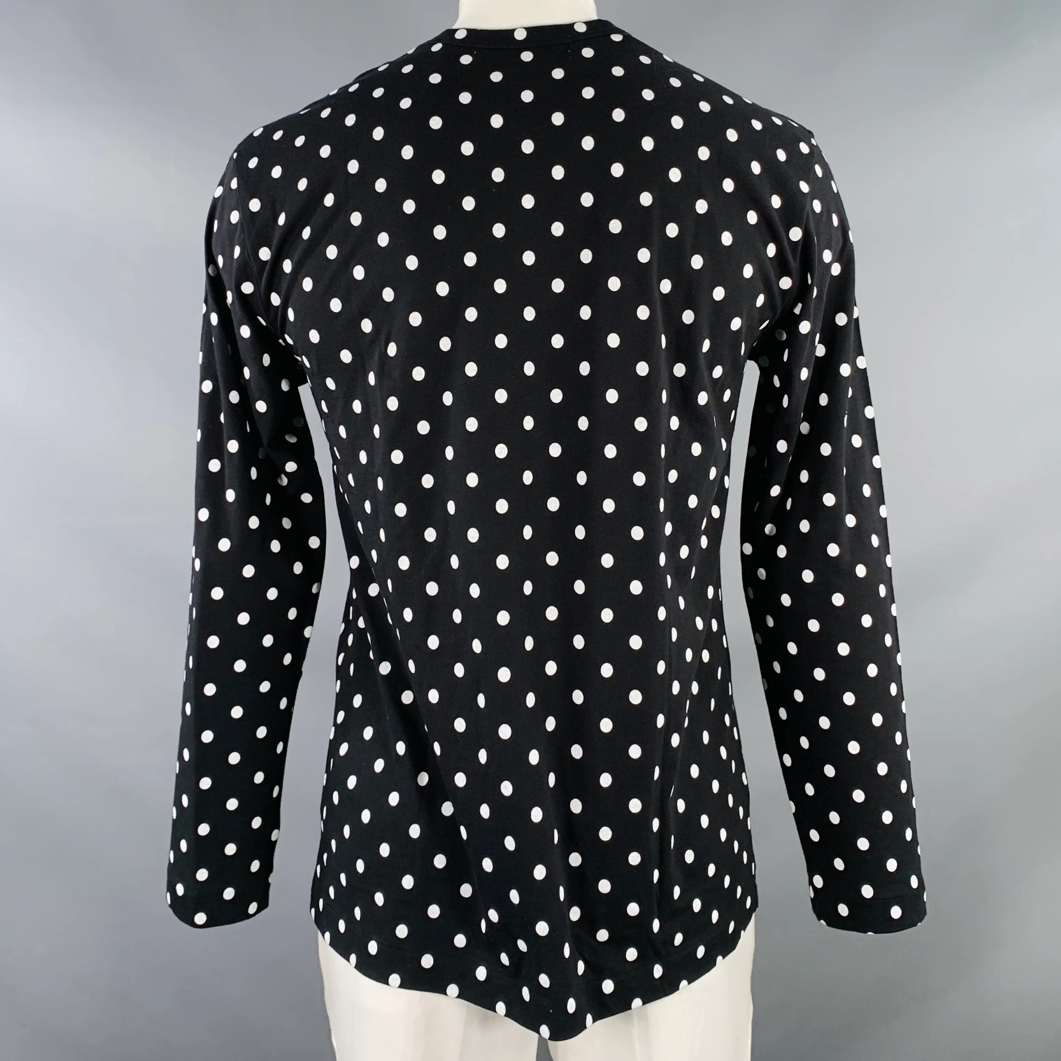COMME des GARCONS PLAY Size L Black White Polka Dot Cotton Long Sleeve T-shirt - Image 4
