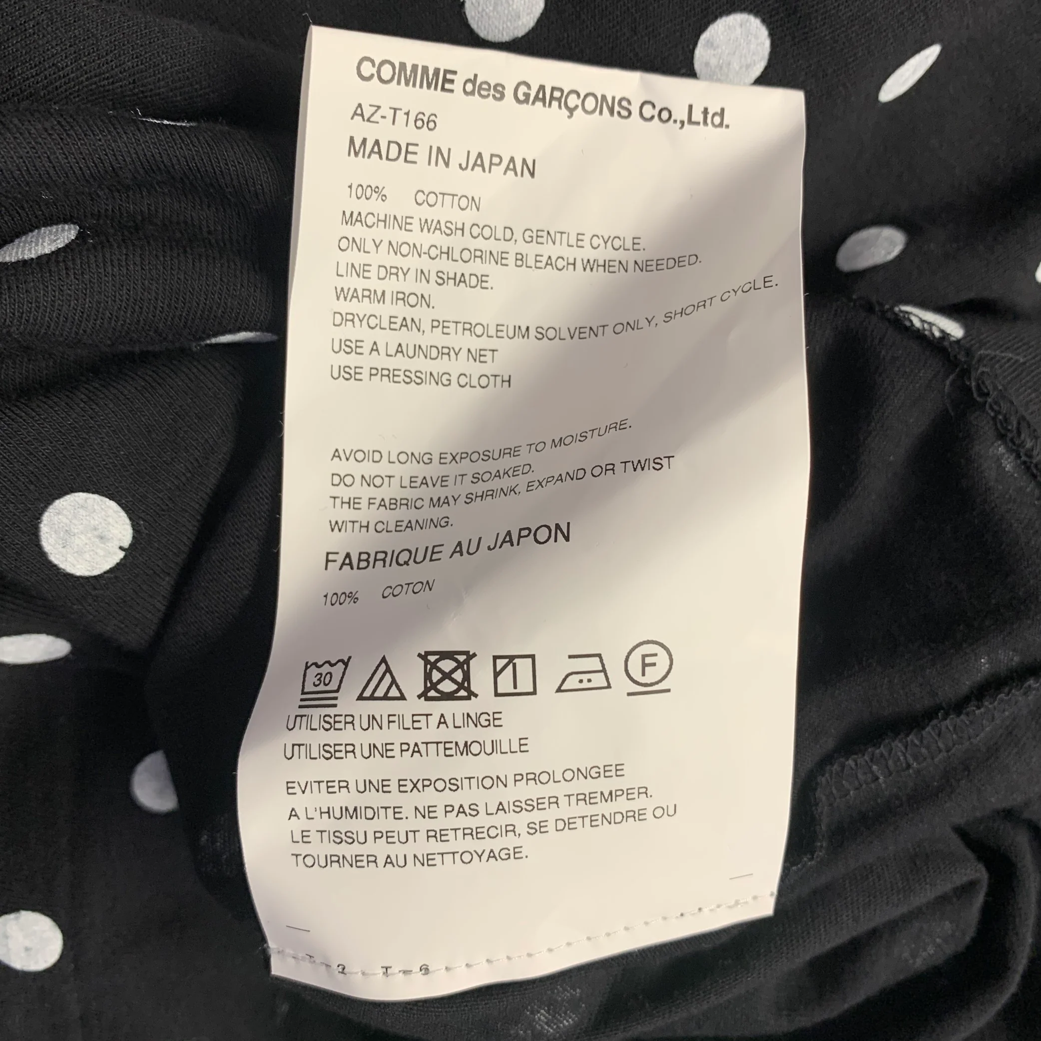COMME des GARCONS PLAY Size L Black White Polka Dot Heart Cotton Long Sleeve T-shirt - Image 6
