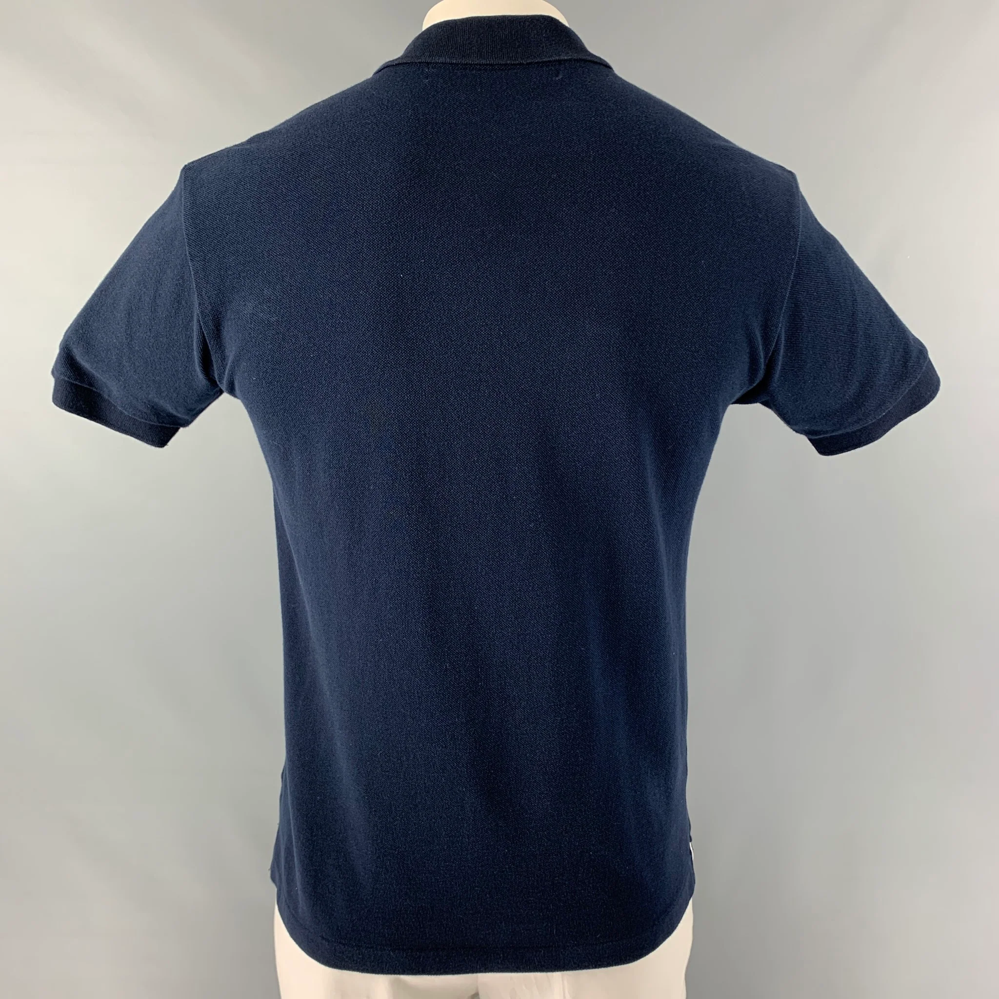 COMME des GARCONS PLAY Size L Navy Embroidery Cotton Buttoned Polo - Image 3