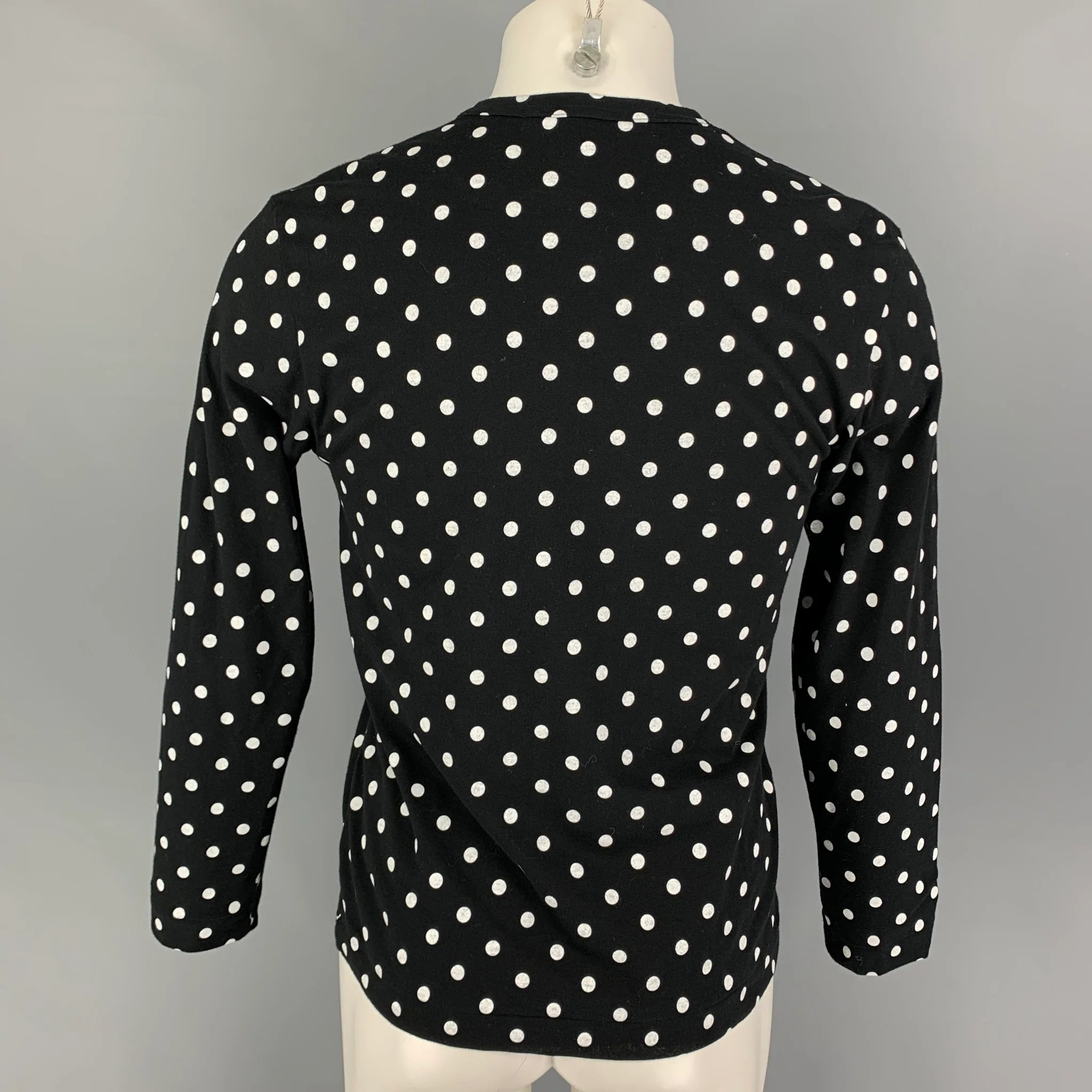 COMME des GARCONS PLAY Size S Black White Polka Dot Cotton Crew-Neck T-shirt - Image 3