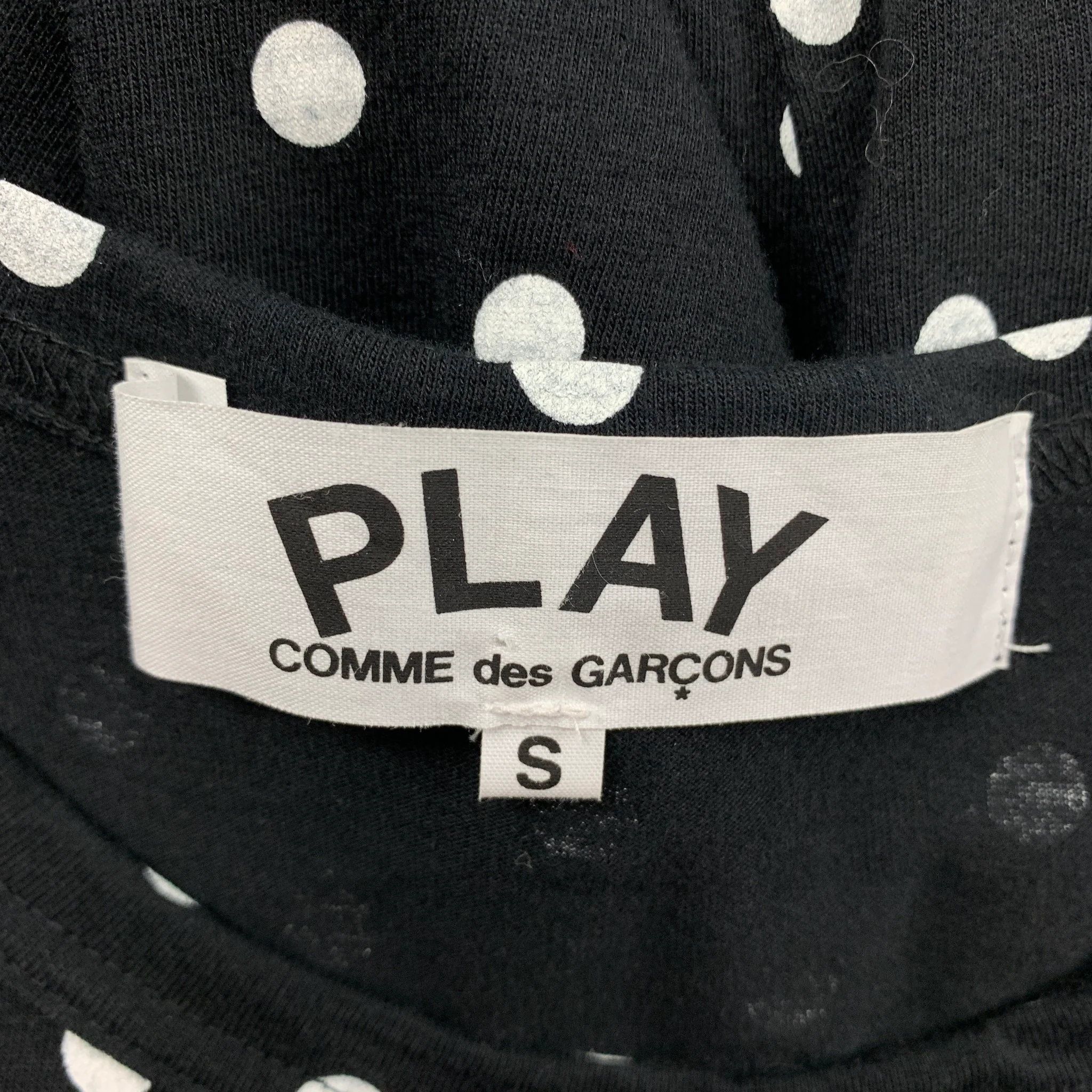 COMME des GARCONS PLAY Size S Black White Polka Dot Cotton Crew-Neck T-shirt - Image 6