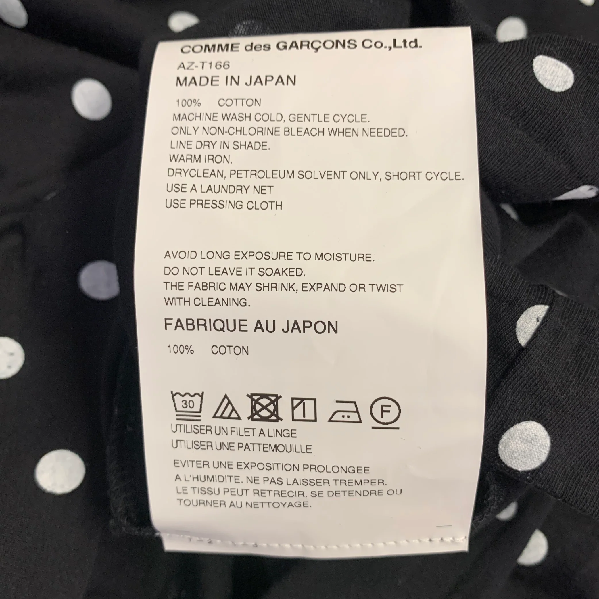 COMME des GARCONS PLAY Size XL Black White Polka Dot Cotton Long Sleeve T-shirt - Image 7