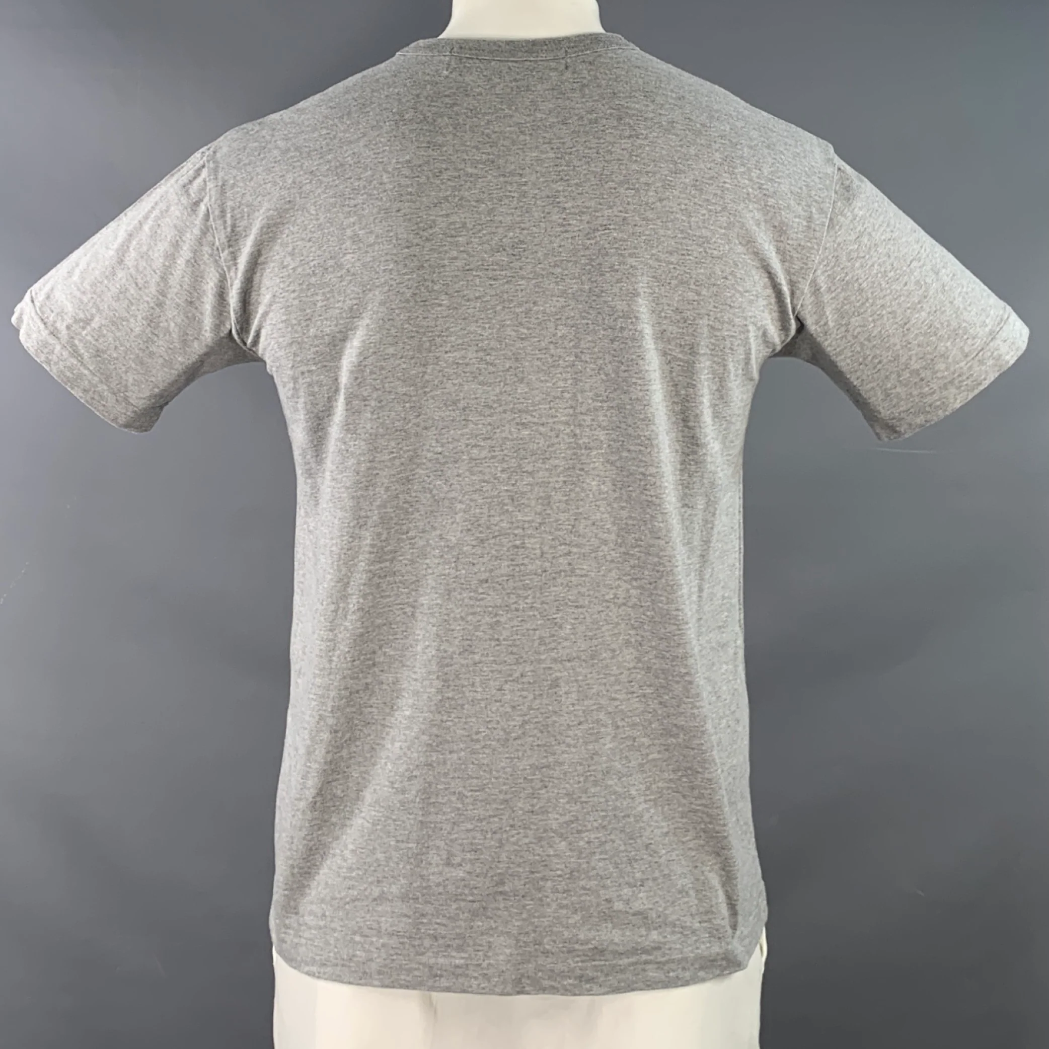 COMME des GARCONS PLAY Size XL Grey Black Hearts Cotton Crew Neck T-shirt - Image 4