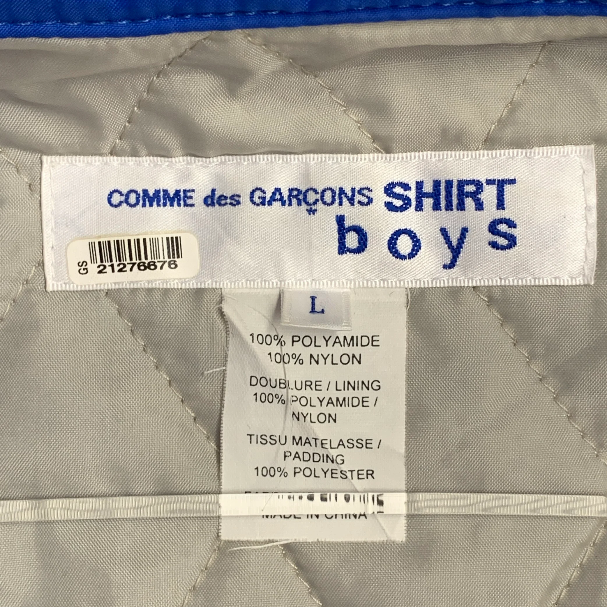 COMME des GARCONS SHIRT BOYS Size L Blue Grey Logo Polyamide Snaps Coach Jacket - Image 11