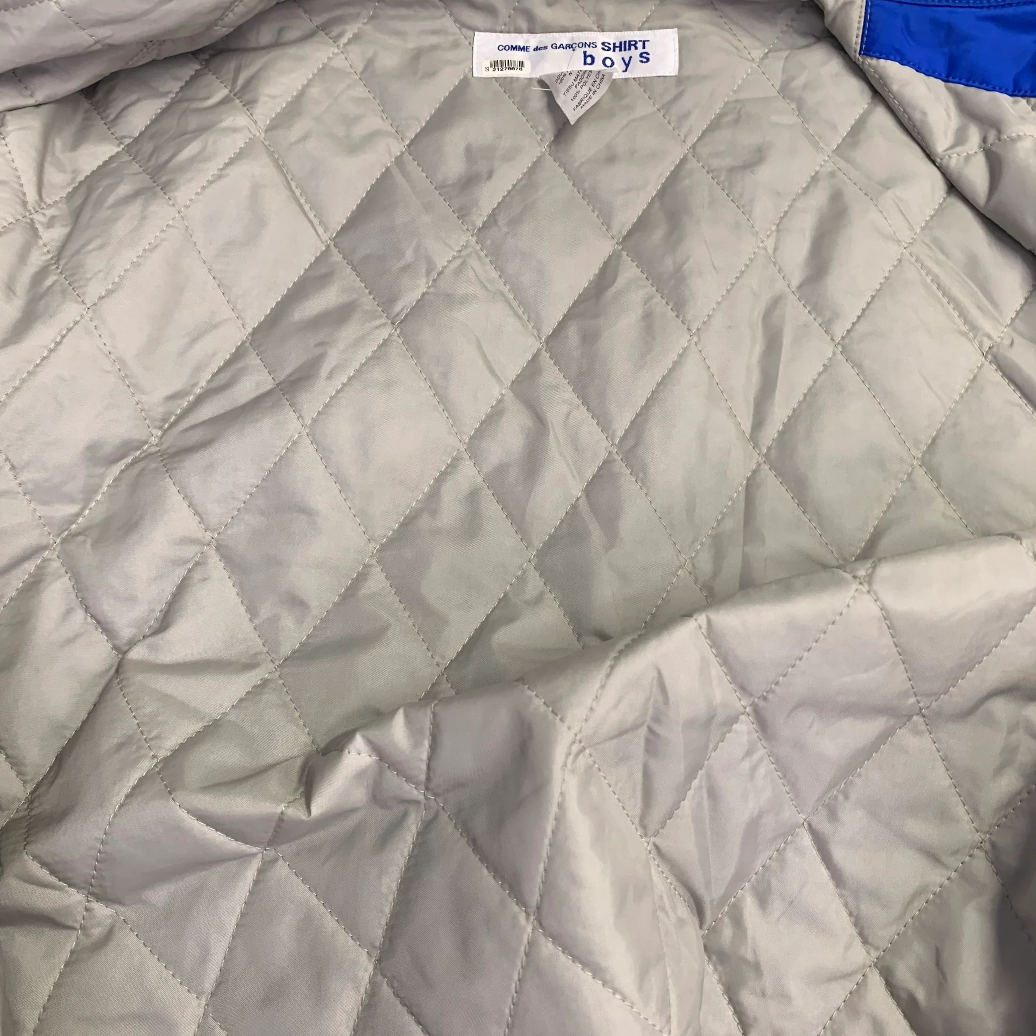 COMME des GARCONS SHIRT BOYS Size L Blue Grey Logo Polyamide Snaps Coach Jacket - Image 12