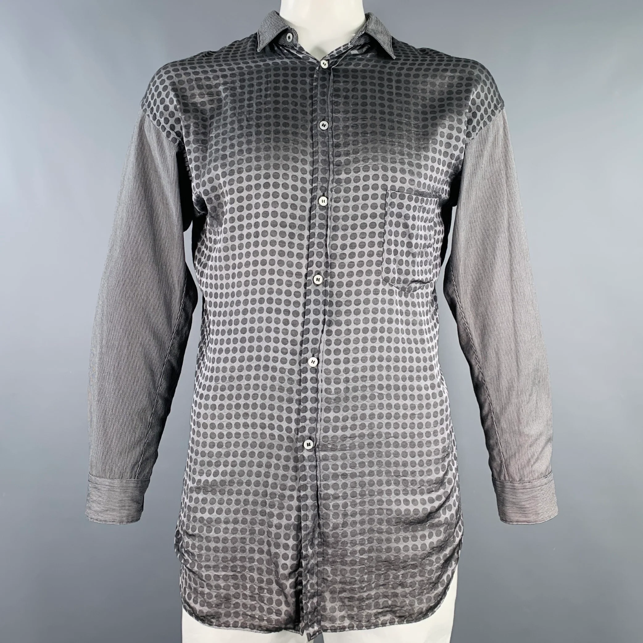 COMME des GARCONS SHIRT Size L Grey Charcoal Mixed Patterns Long Sleeve Shirt
