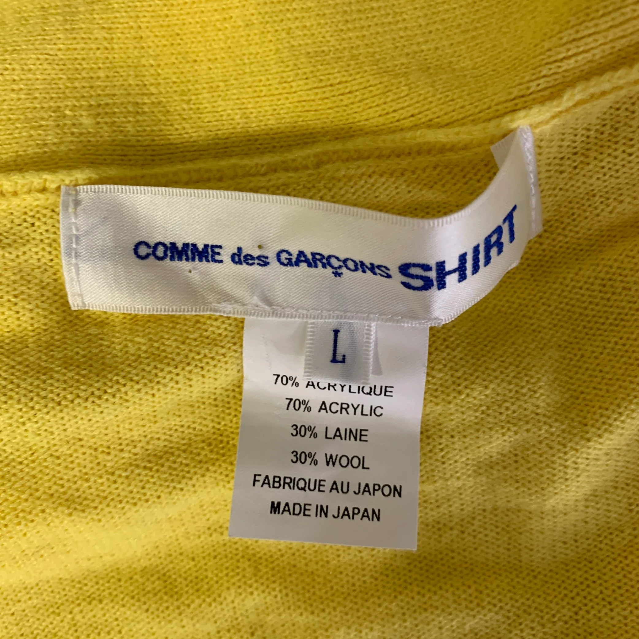 COMME des GARCONS SHIRT Size L Yellow Knitted Acrylic Blend Button Down Cardigan - Image 4