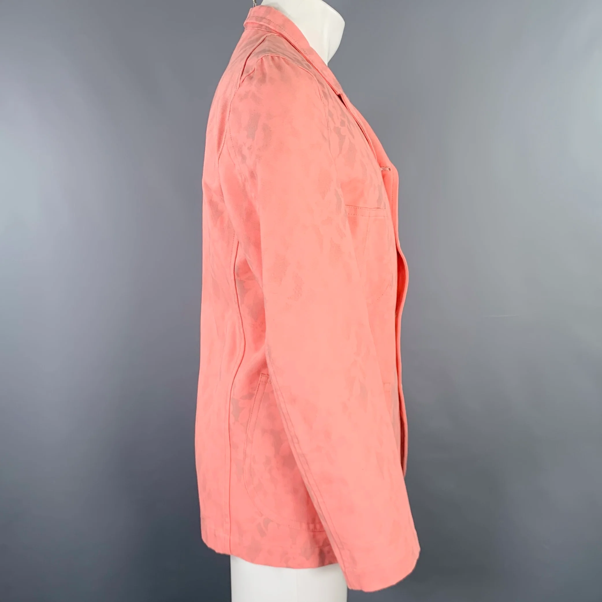 COMME des GARCONS SHIRT Size M Pink Grey Print Cotton Worker Jacket - Image 5