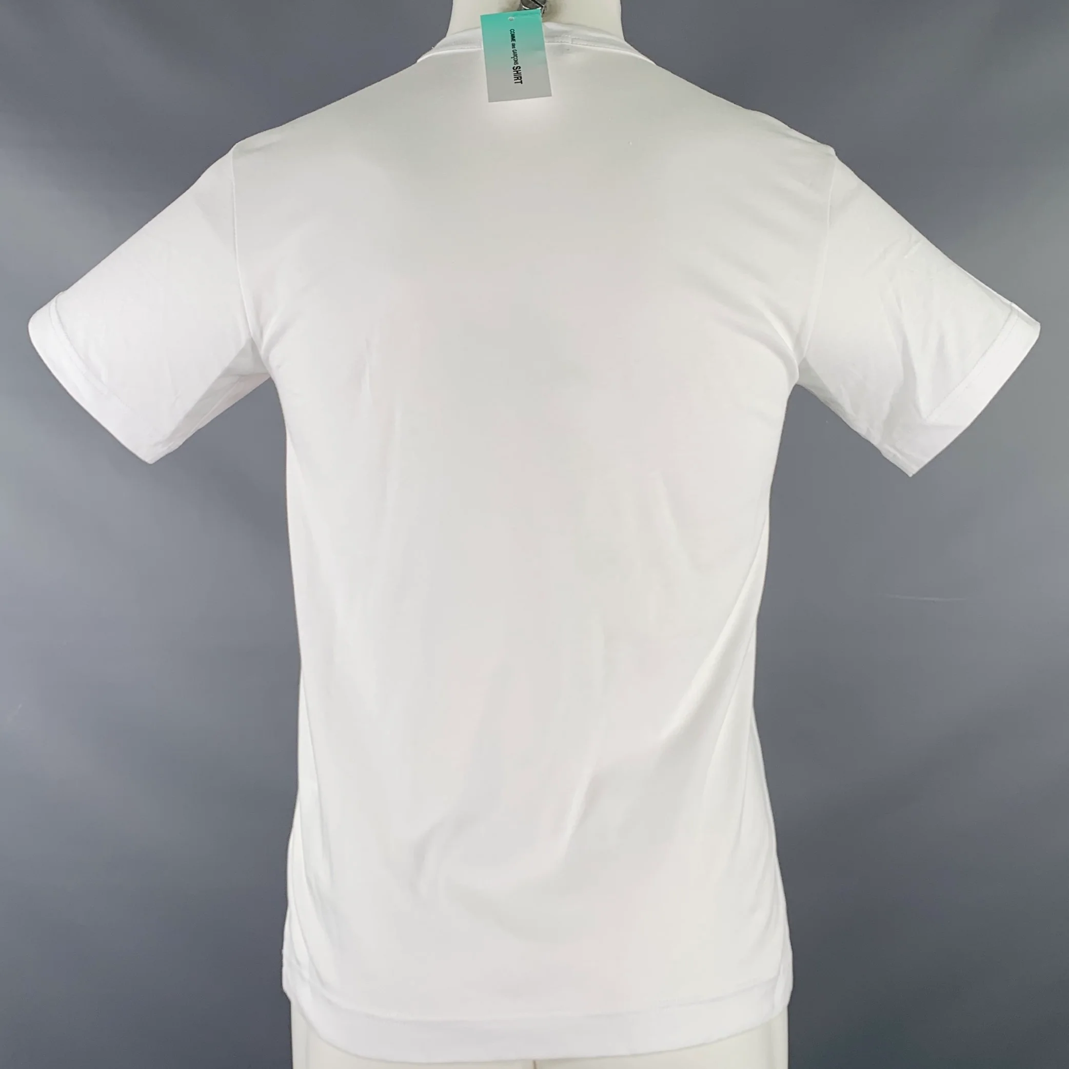 COMME des GARCONS SHIRT Size S White Pink Mushroom Cotton Crew Neck T-shirt - Image 4