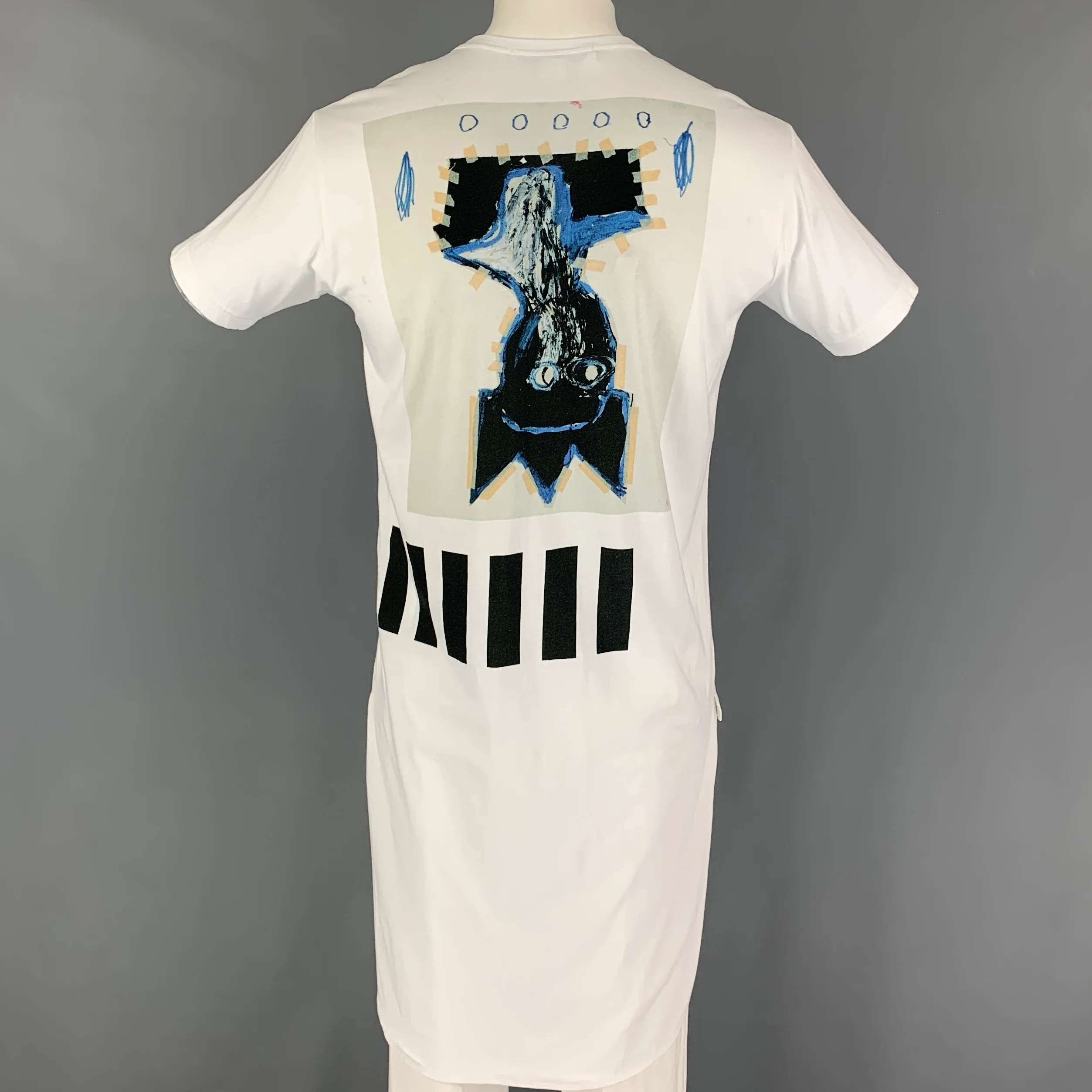 COMME des GARCONS SHIRT x JEAN-MICHEL BASQUIAT Size M White Black Graphic Cotton T-shirt - Image 2