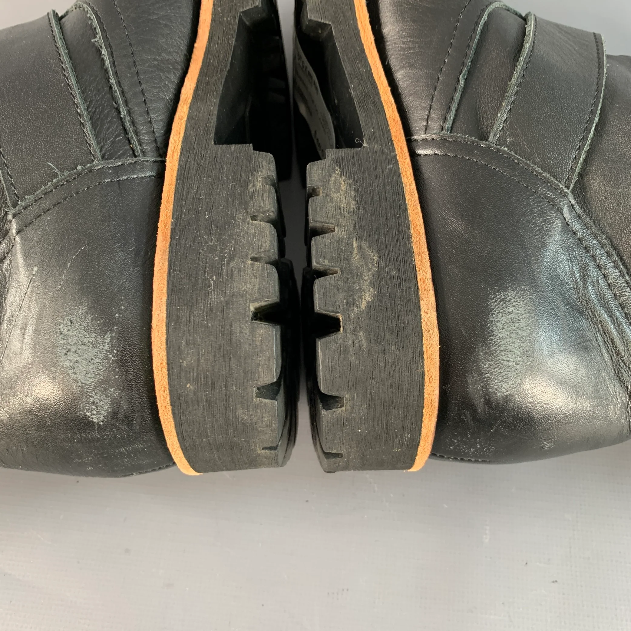 COMME des GARCONS Size 7 Black Leather Studded Pull On Engineer Boots - Image 9