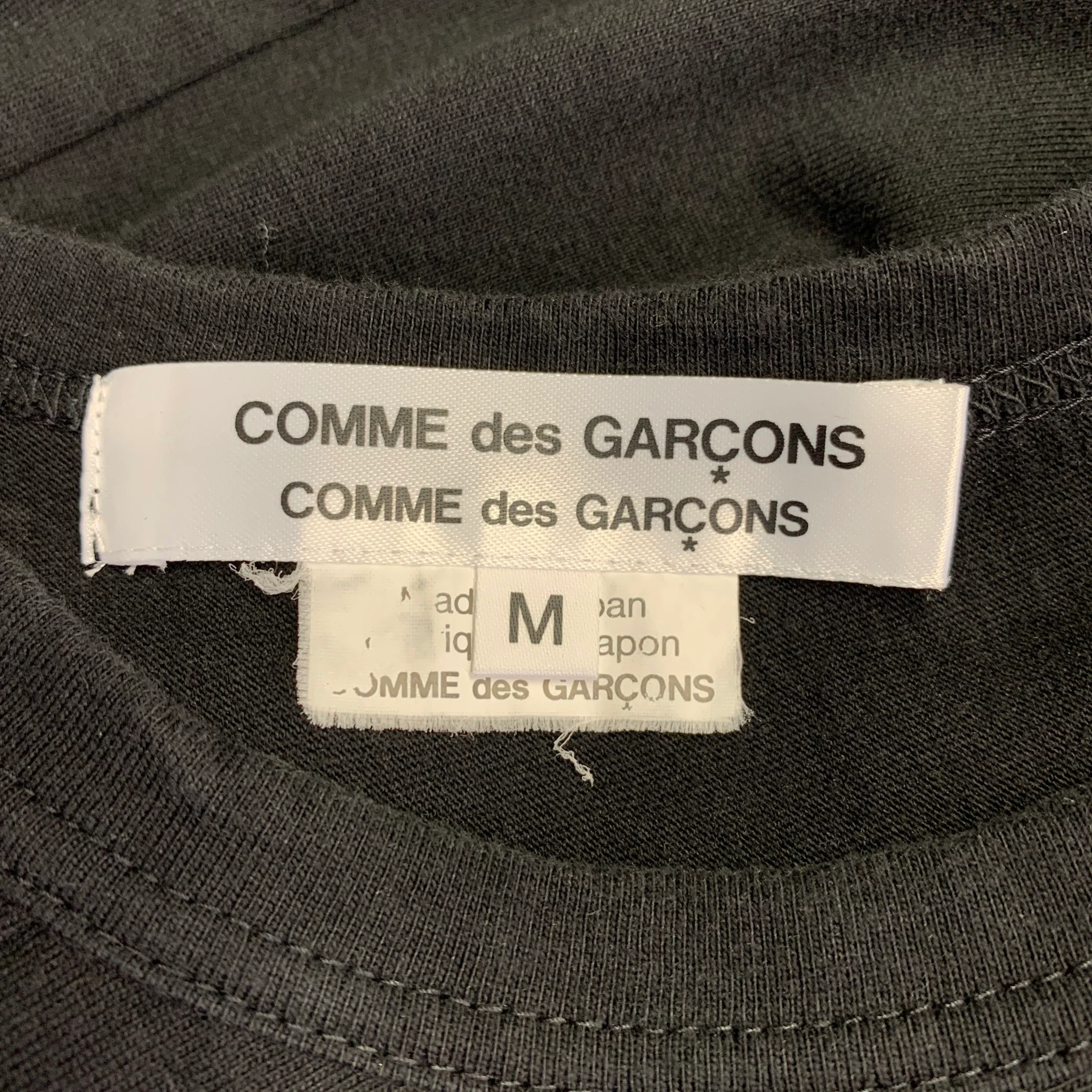 COMME des GARCONS Size M Black Cotton Asymmetrical Short Sleeve T-Shirt - Image 4