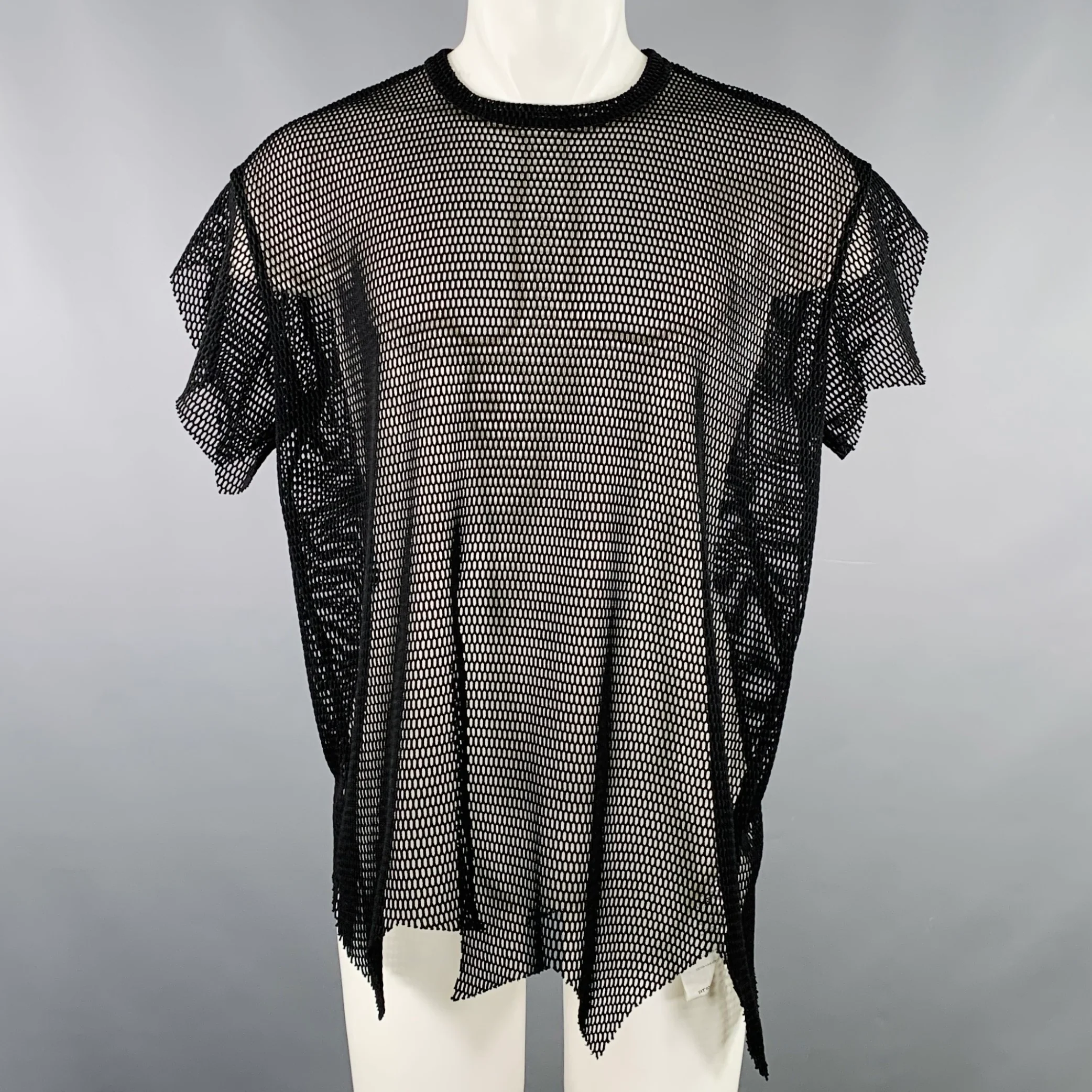 COMME des GARCONS Size M Black Mesh Polyester Crew Neck T-shirt