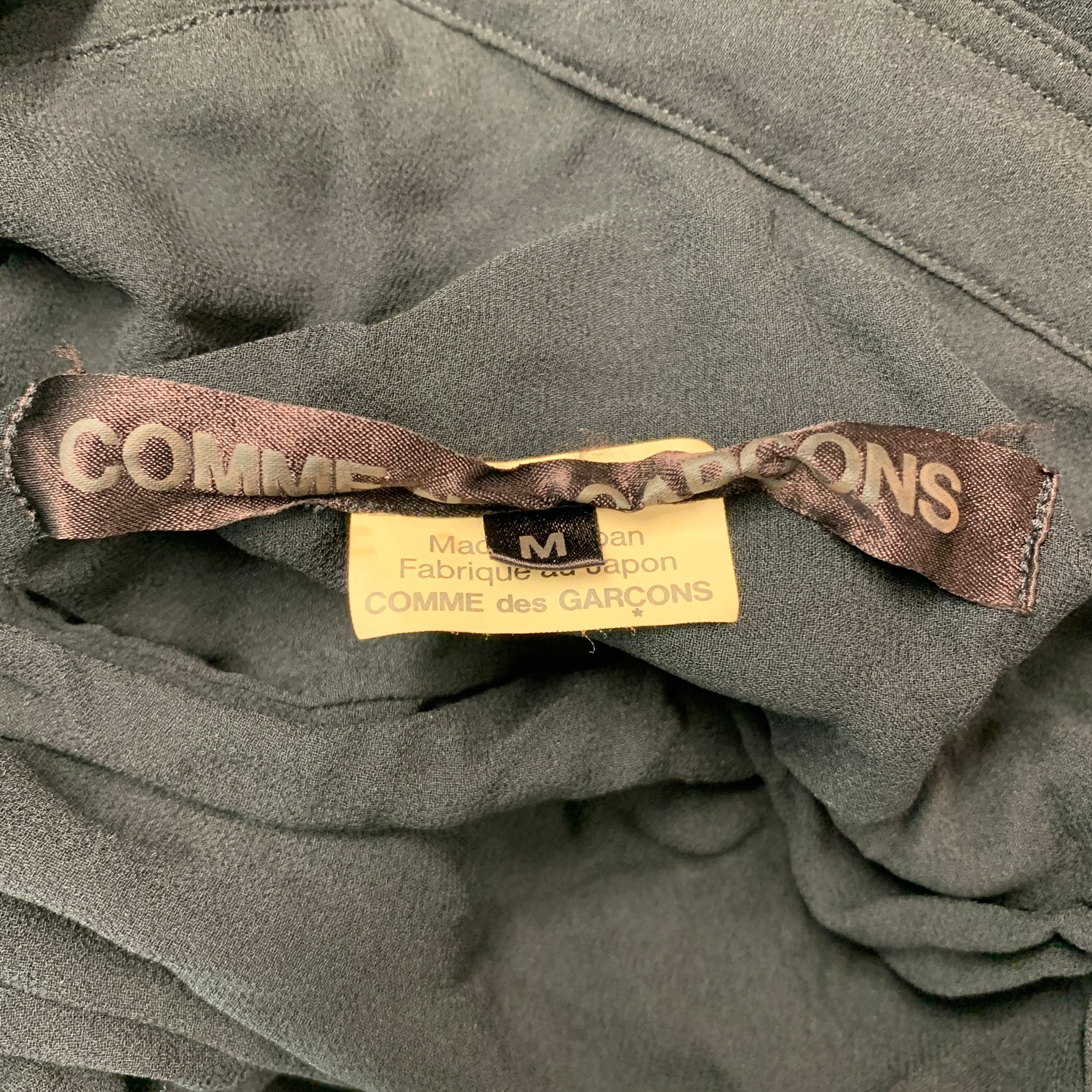 COMME des GARCONS Size M Black Polyester Ruched Cropped Blouse - Image 5