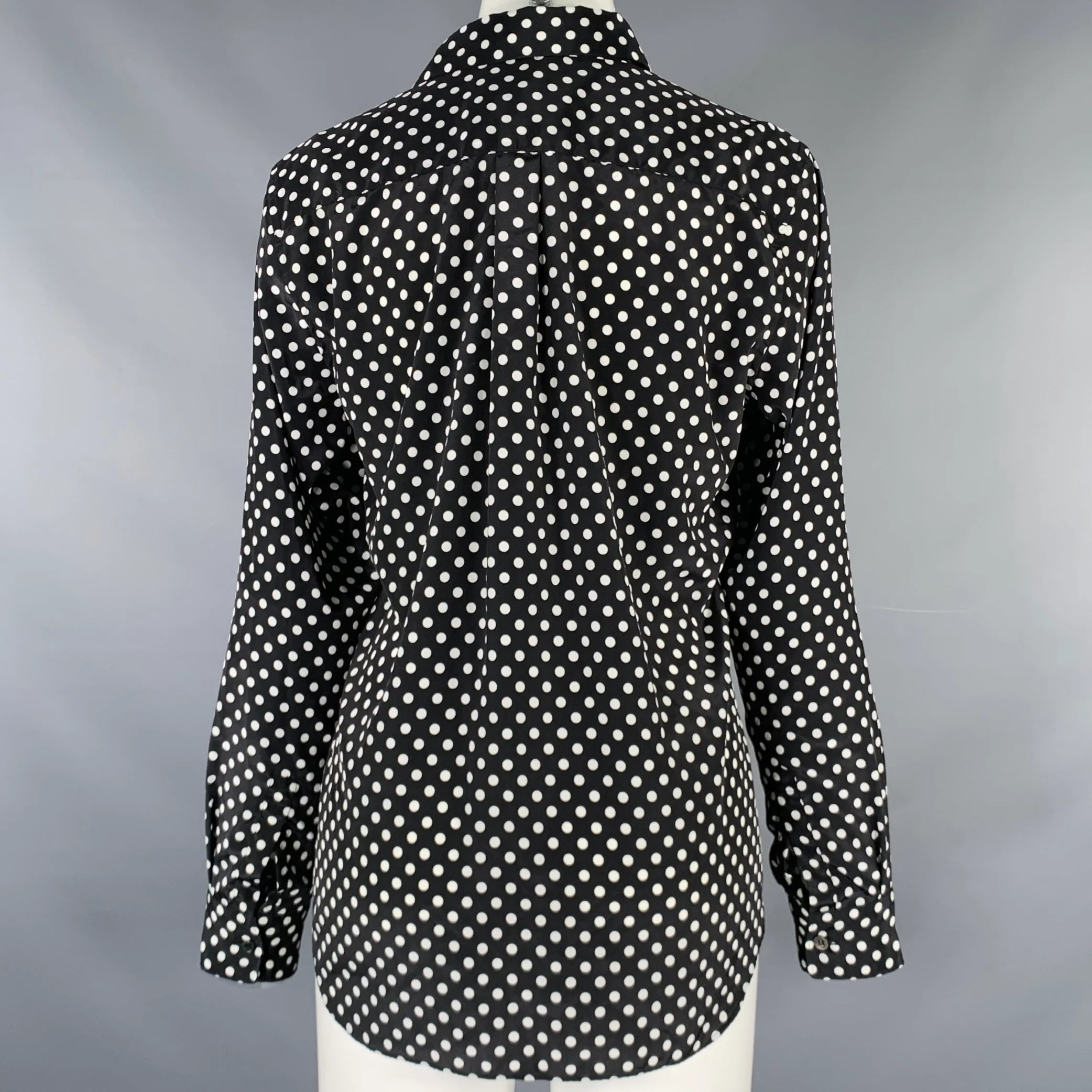 COMME des GARCONS Size M Black White Polyester Polka Dot Button Up Shirt - Image 3