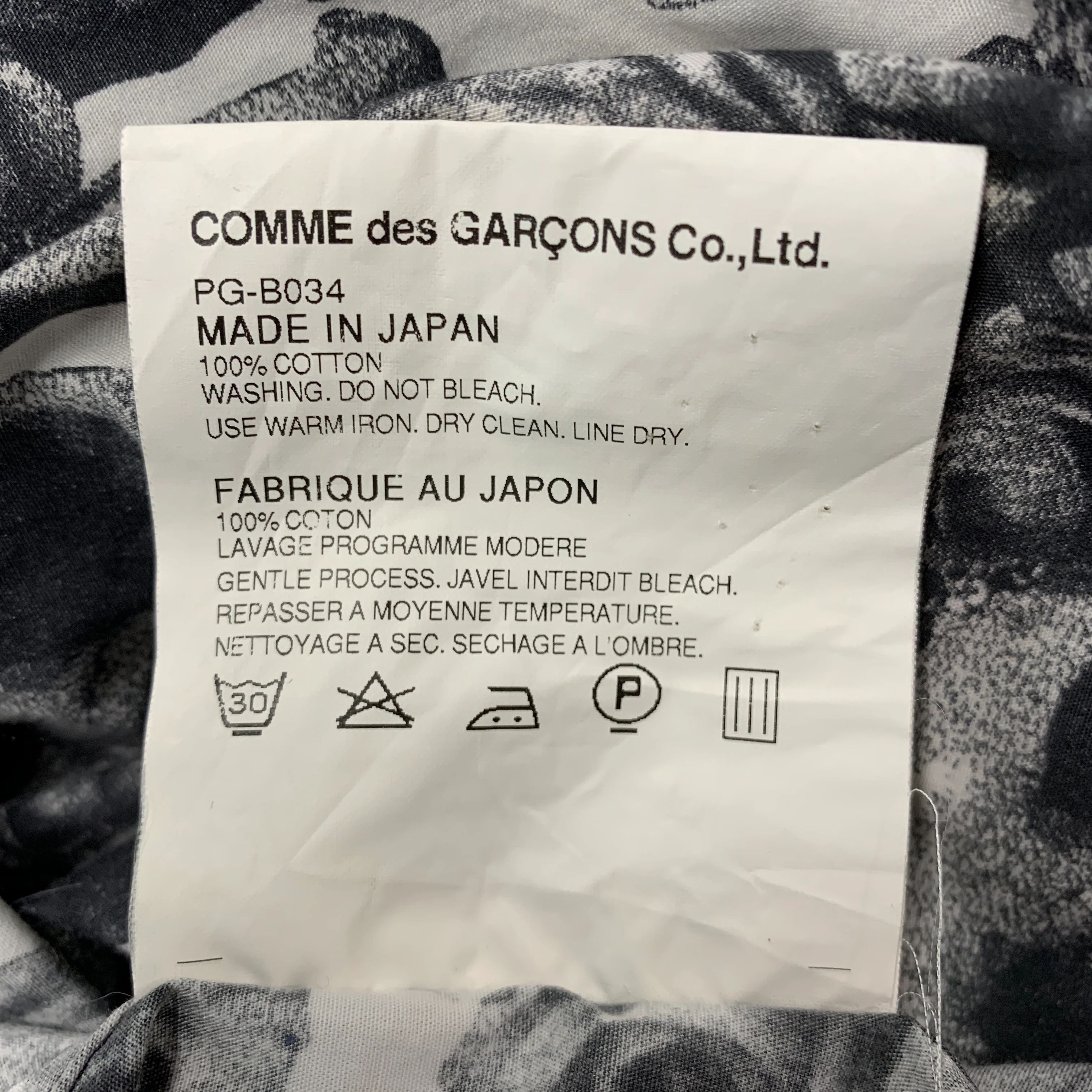 COMME des GARCONS Size M Black White Skull Cotton 3/4 Sleeves Long Sleeve Shirt - Image 6