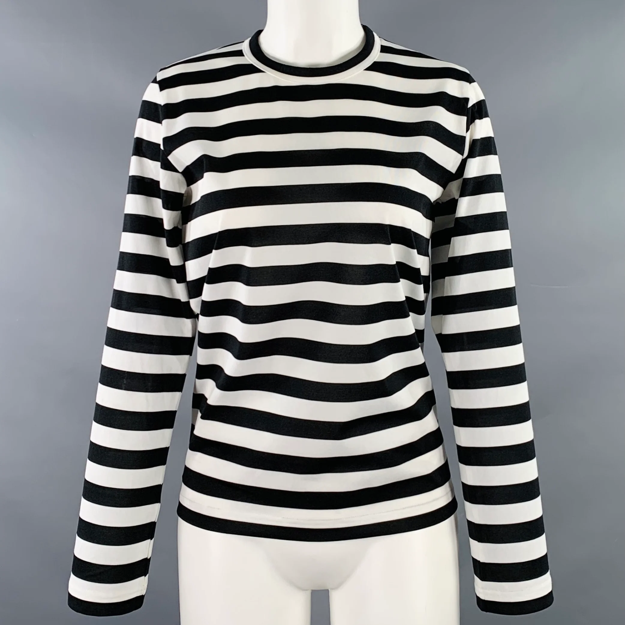COMME des GARCONS Size M Black White Stripe Crew Neck Casual Top