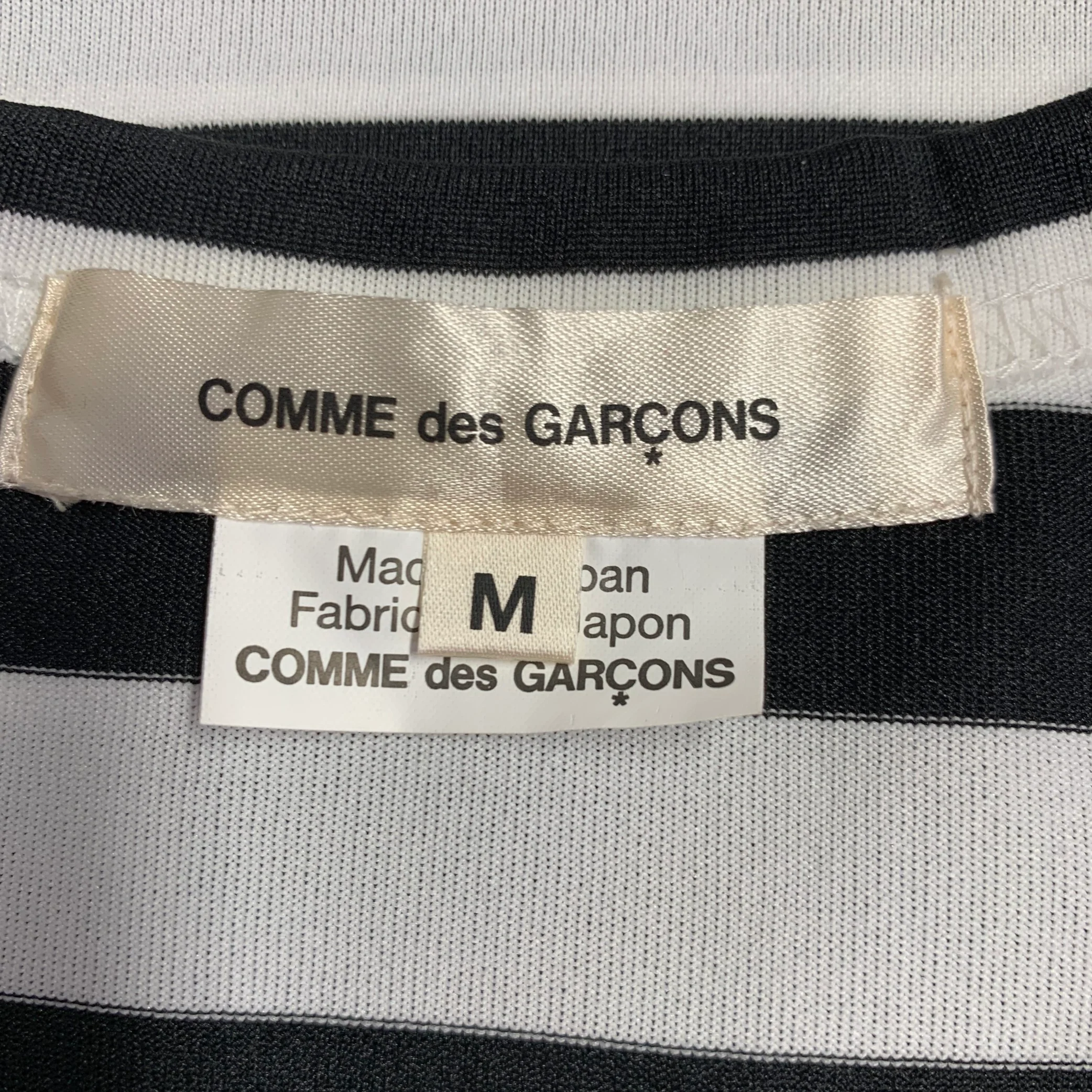 COMME des GARCONS Size M Black White Stripe Crew Neck Casual Top - Image 4