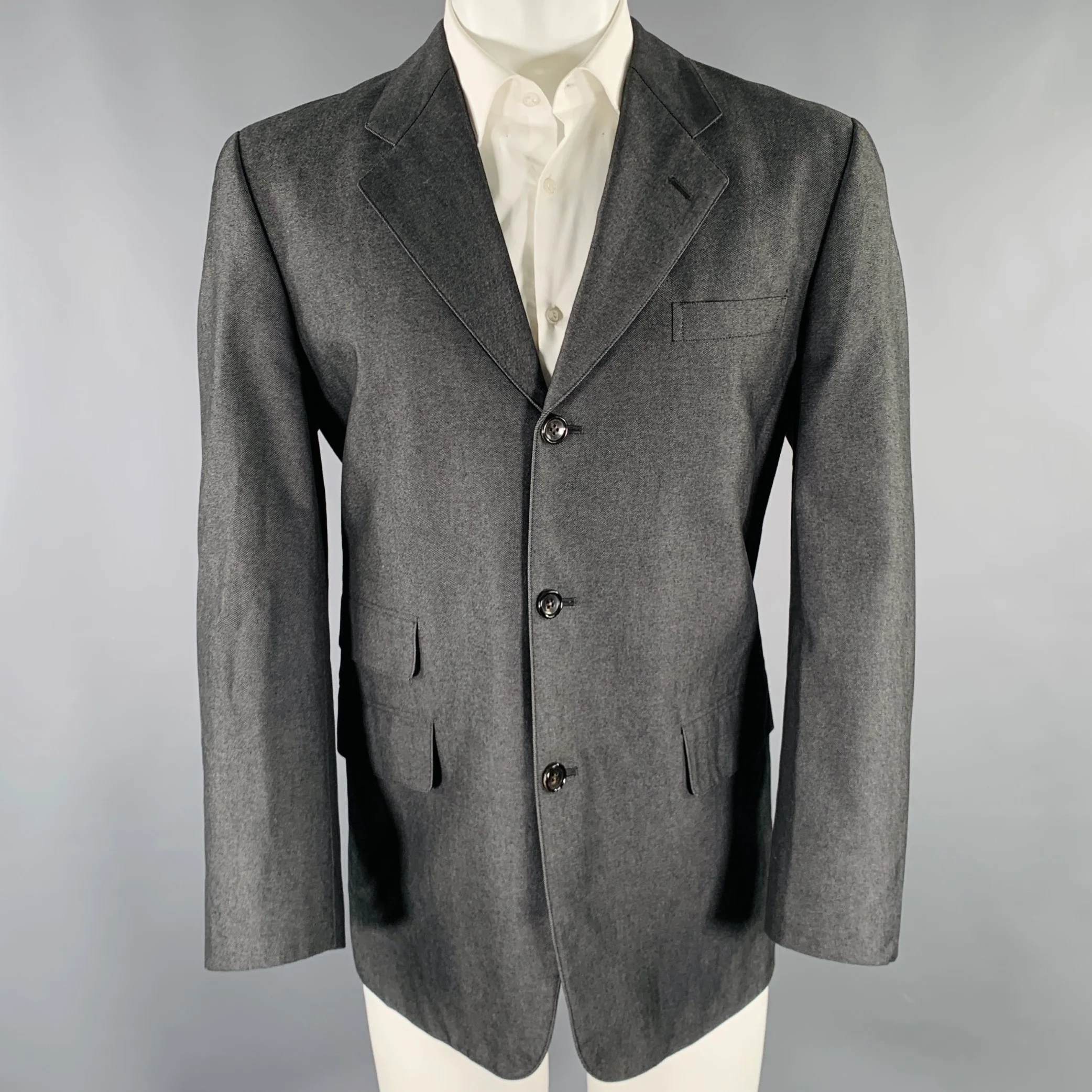 COMME des GARCONS Size M Grey Cotton Notch Lapel Sport Coat