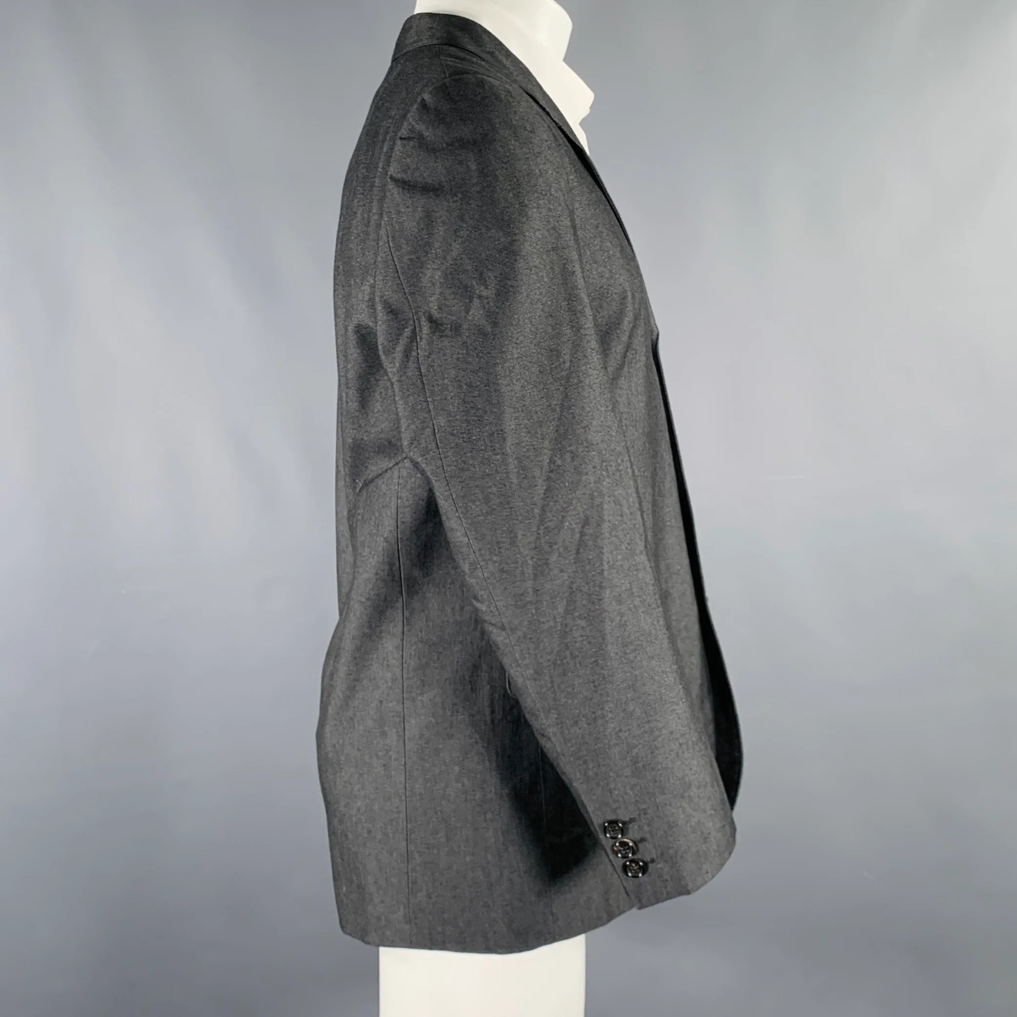 COMME des GARCONS Size M Grey Cotton Notch Lapel Sport Coat - Image 2