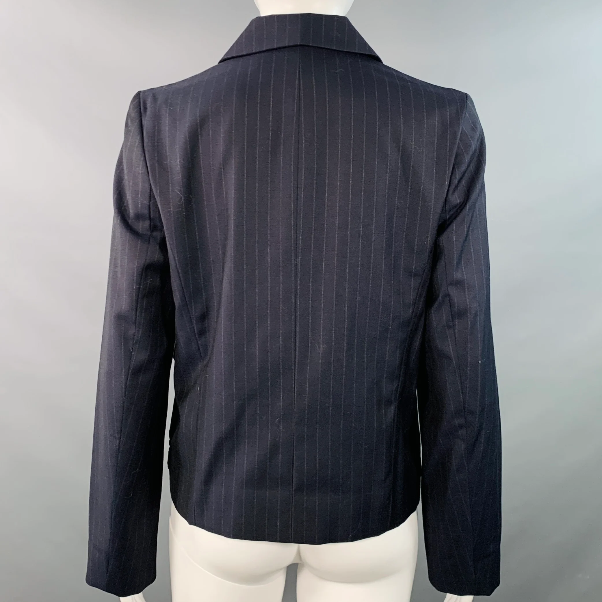 COMME des GARCONS Size S Black Grey Wool Pinstripe Peter Pan Collar Button Up Shirt - Image 3