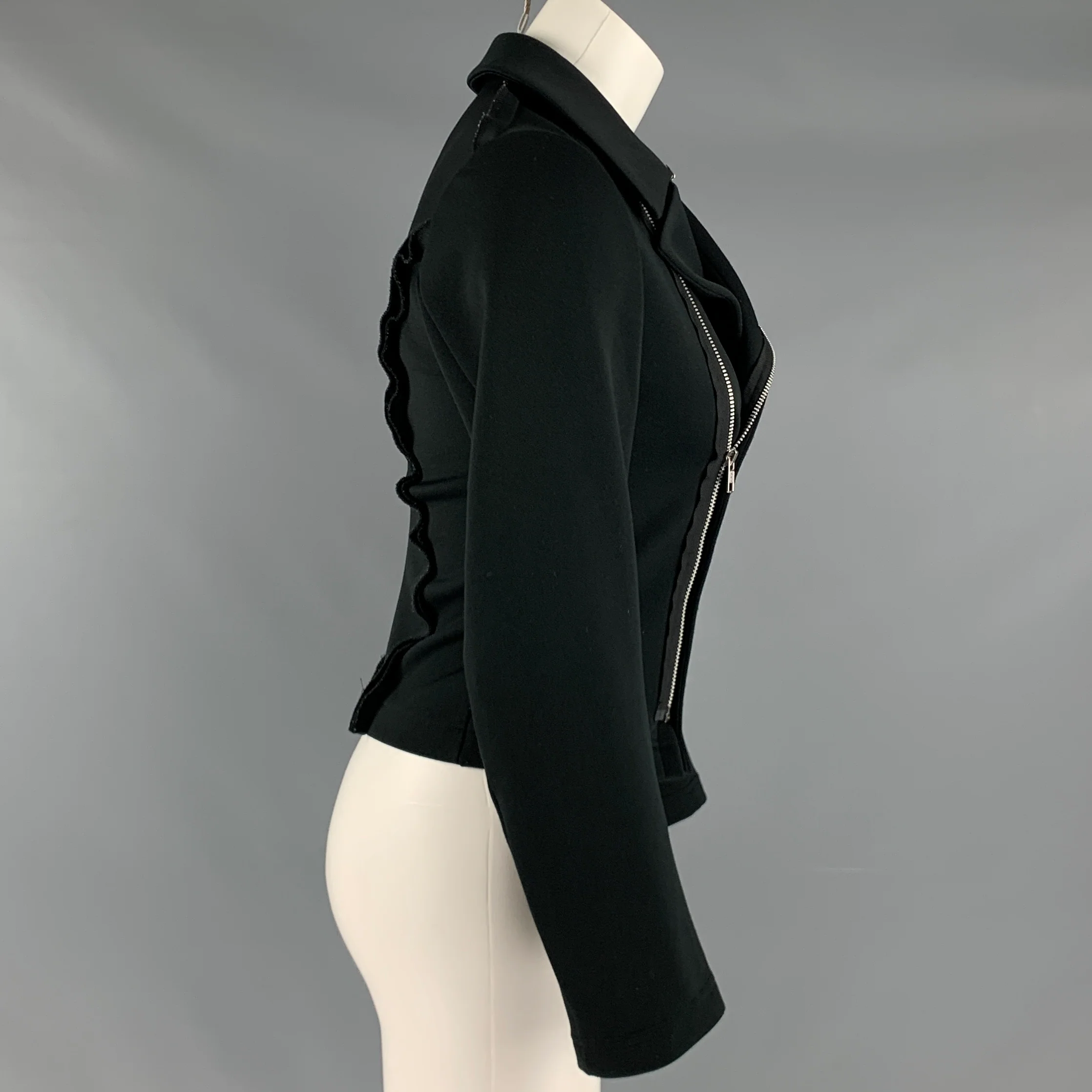 COMME des GARCONS Size S Black Polyester Solid Asymmetrical Jacket - Image 2