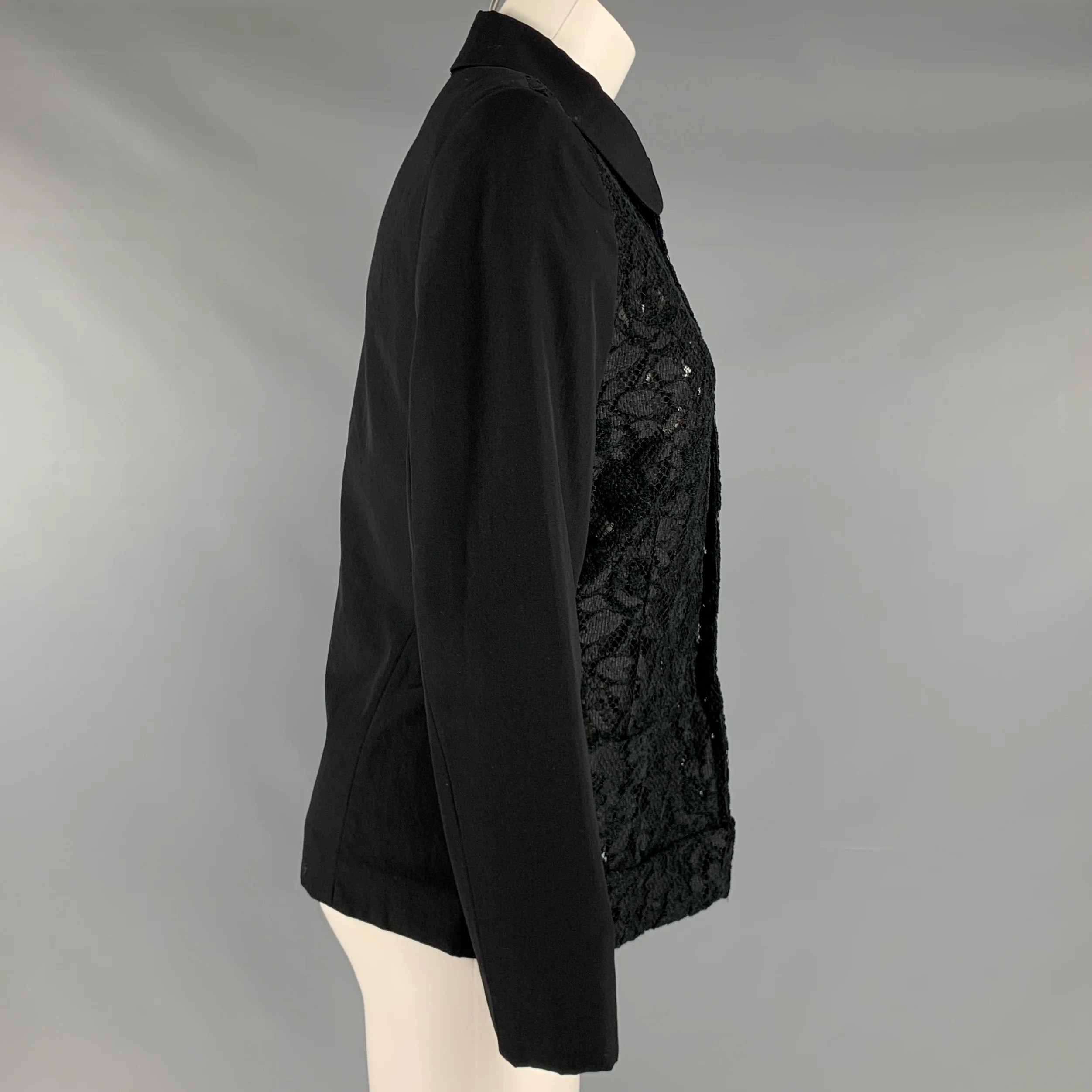 COMME des GARCONS Size S Black Wool Lace Jacket - Image 2