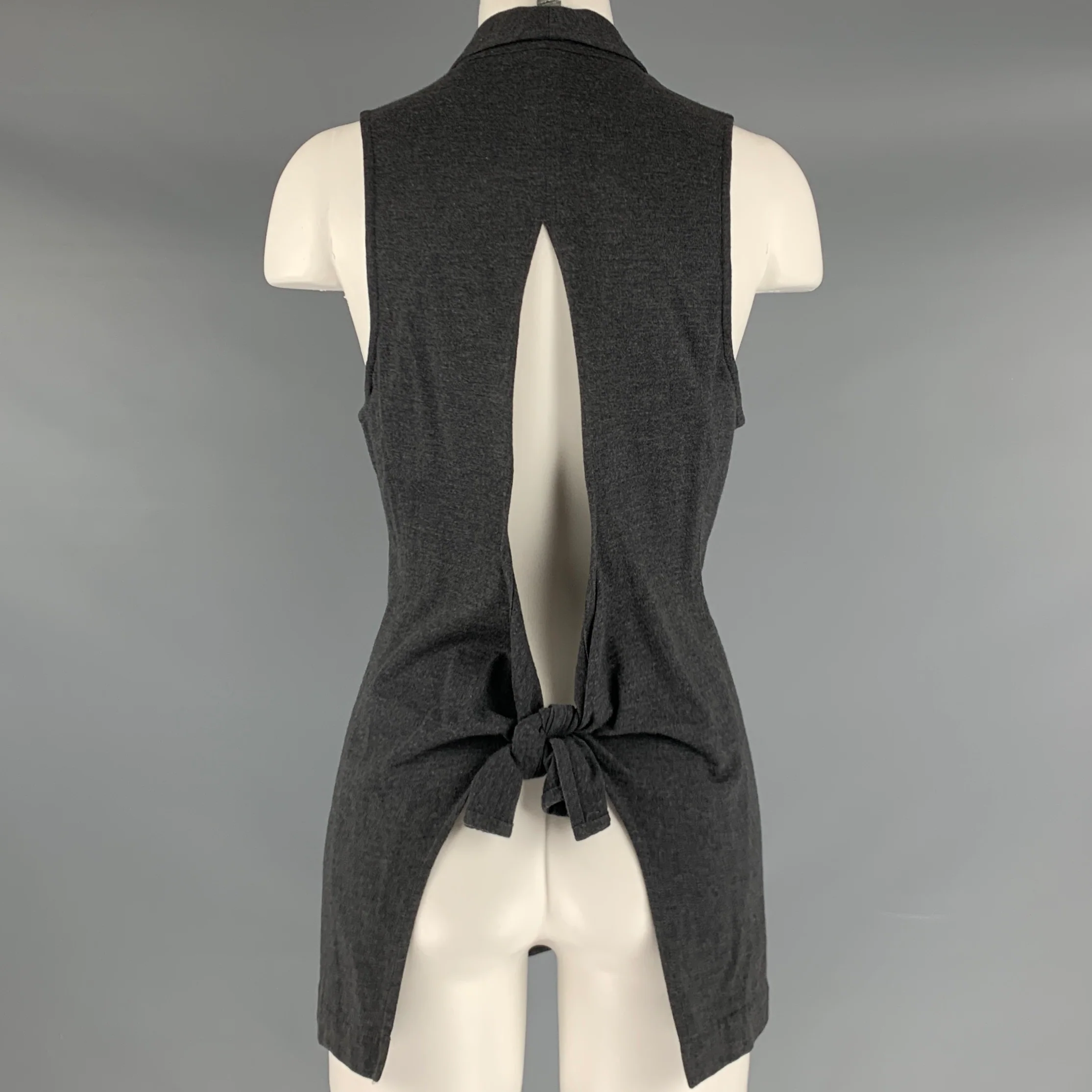 COMME des GARCONS Size S Grey Cotton Wool Open Back Vest - Image 3