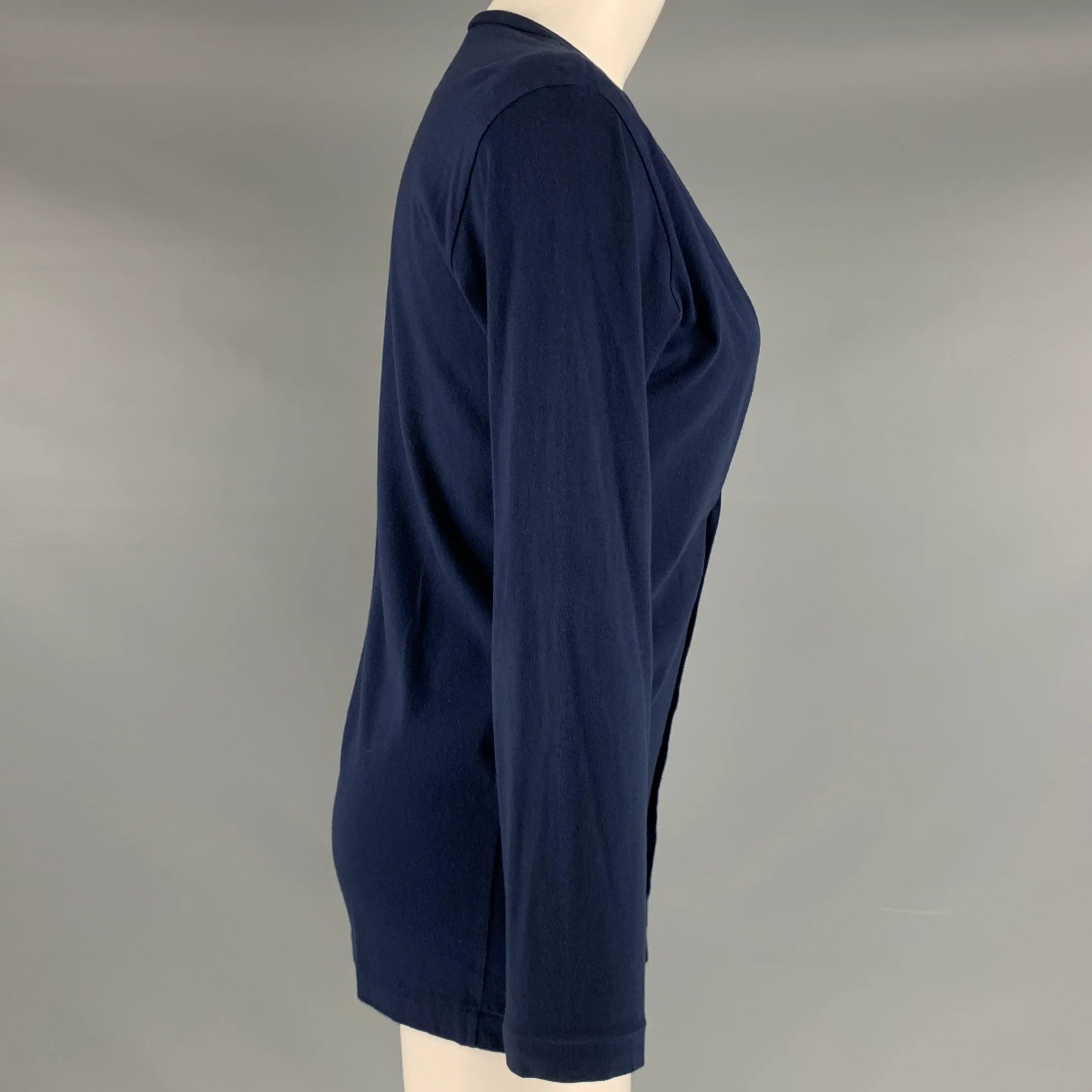 COMME des GARCONS Size S Navy Cotton Knit Buttoned Cardigan - Image 2