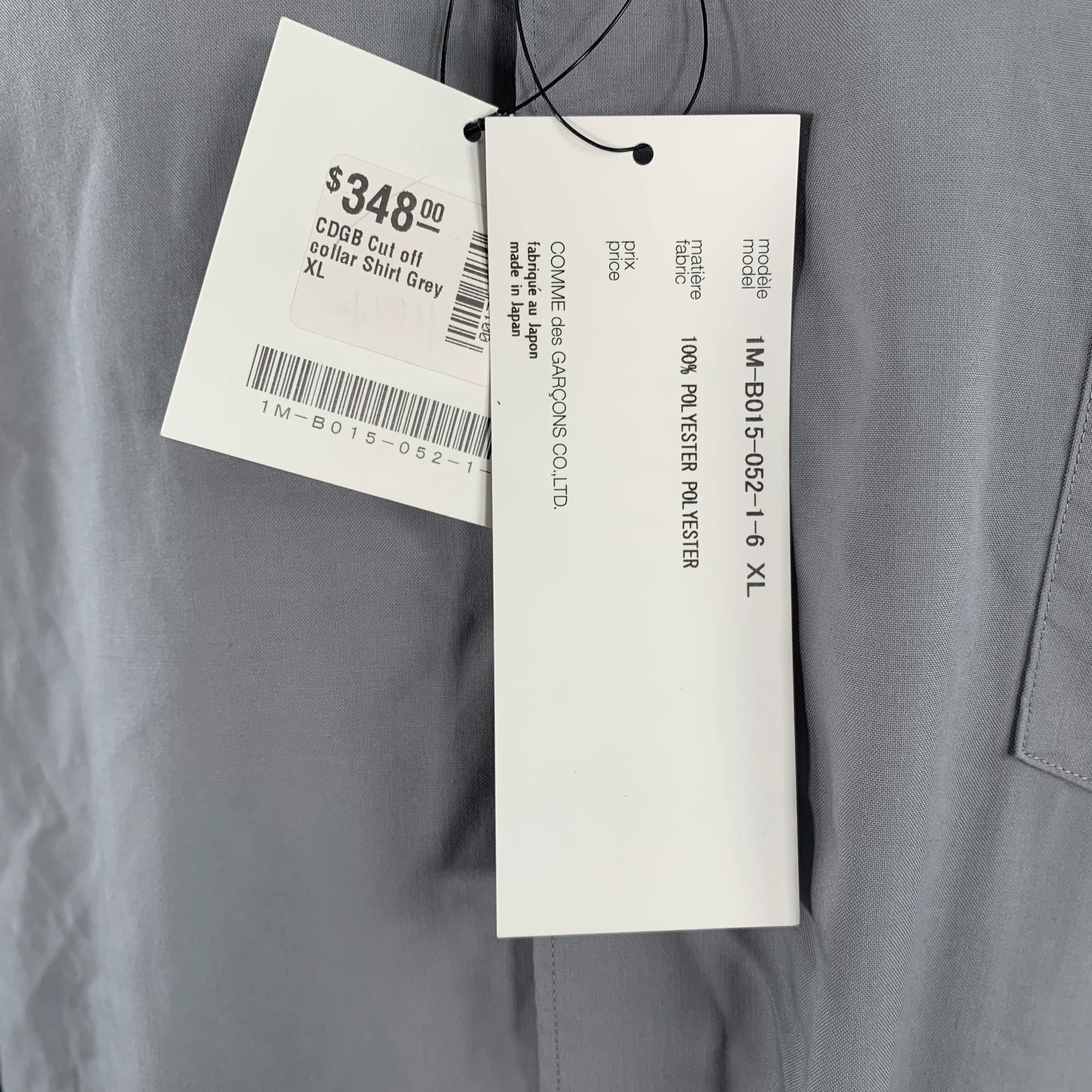 COMME des GARCONS Size XL Grey Distressed Polyester One pocket Long Sleeve Shirt - Image 5