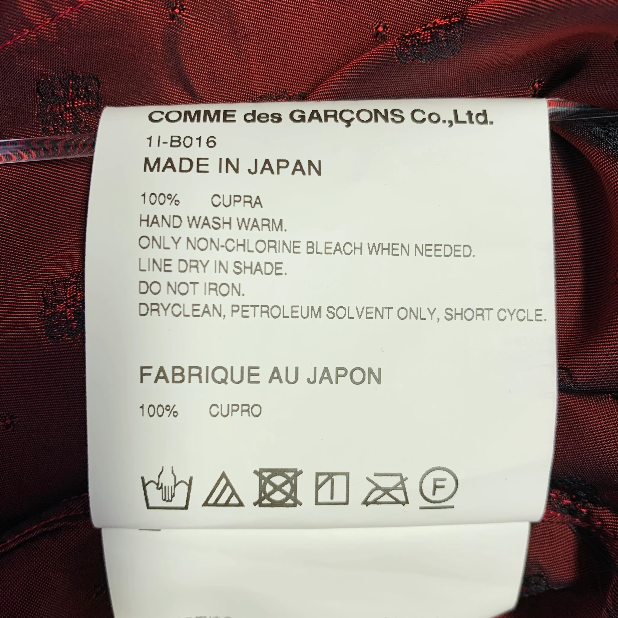 COMME des GARCONS Size XS Red Abstract Floral Cupro One Pocket Long Sleeve Shirt - Image 7