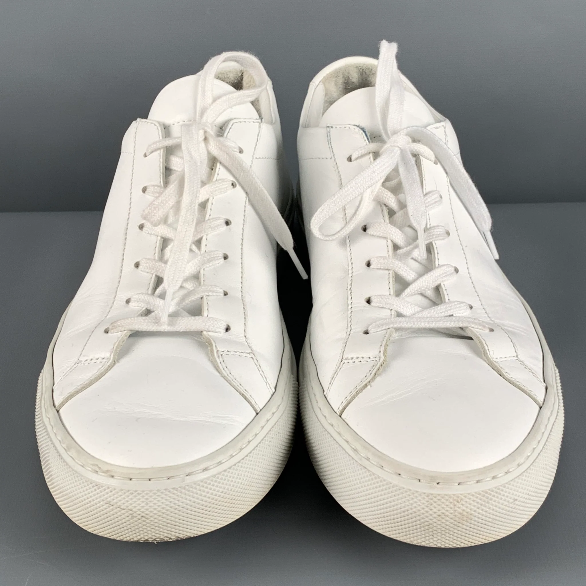 COMMON PROJECTS Size 10 White Leather Sneakers - Image 4