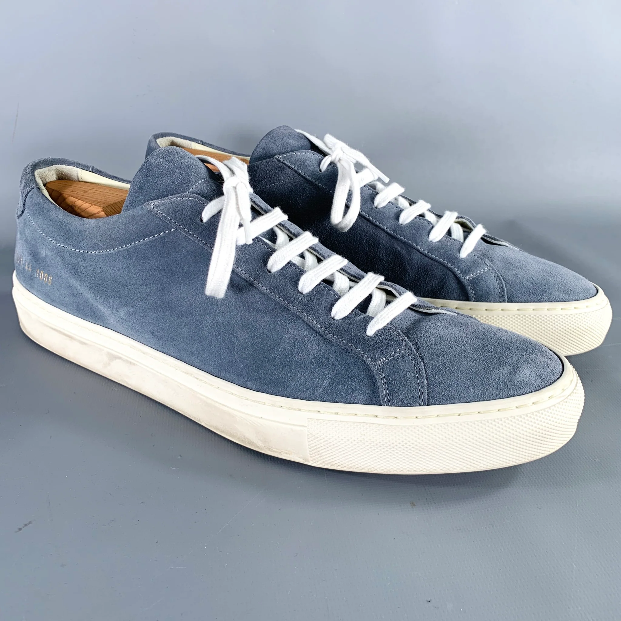 COMMON PROJECTS Size 11 Steel Blue Suede Lace-Up Sneakers
