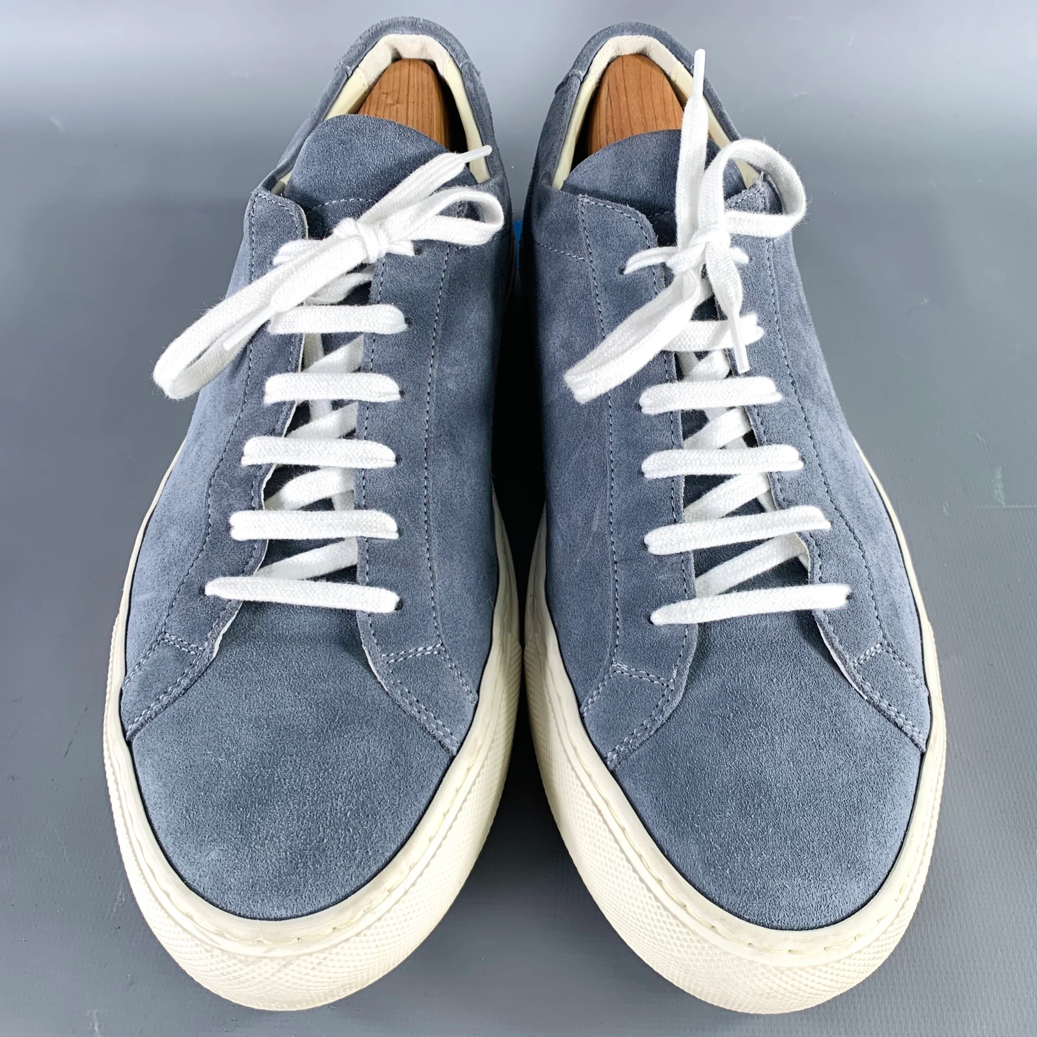 COMMON PROJECTS Size 11 Steel Blue Suede Lace-Up Sneakers - Image 4