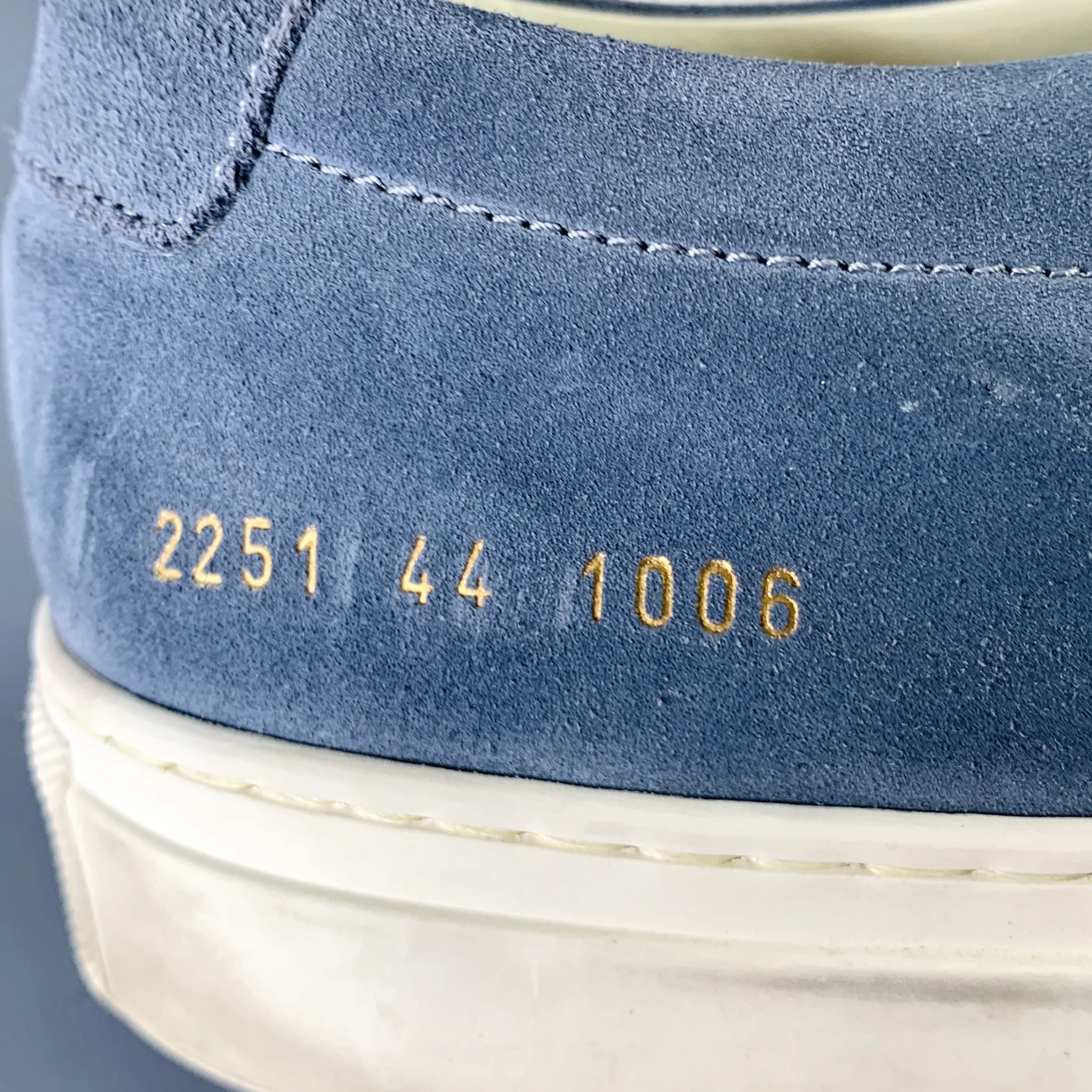 COMMON PROJECTS Size 11 Steel Blue Suede Lace-Up Sneakers - Image 8