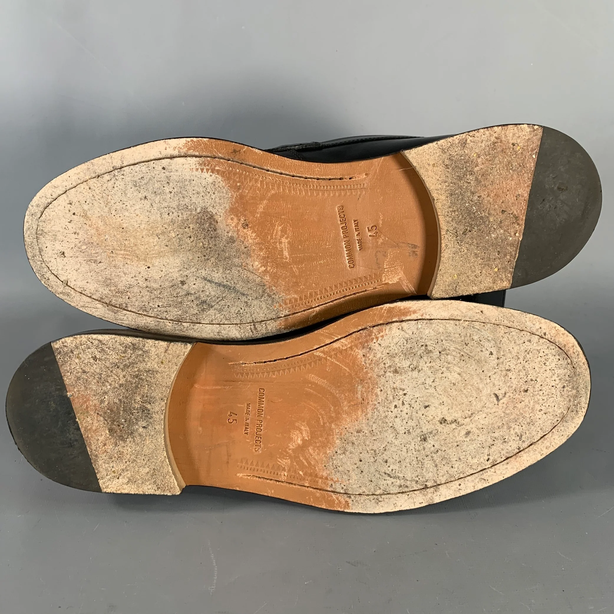 COMMON PROJECTS Size 12 Black Leather Slip On Penny Loafers - Image 6