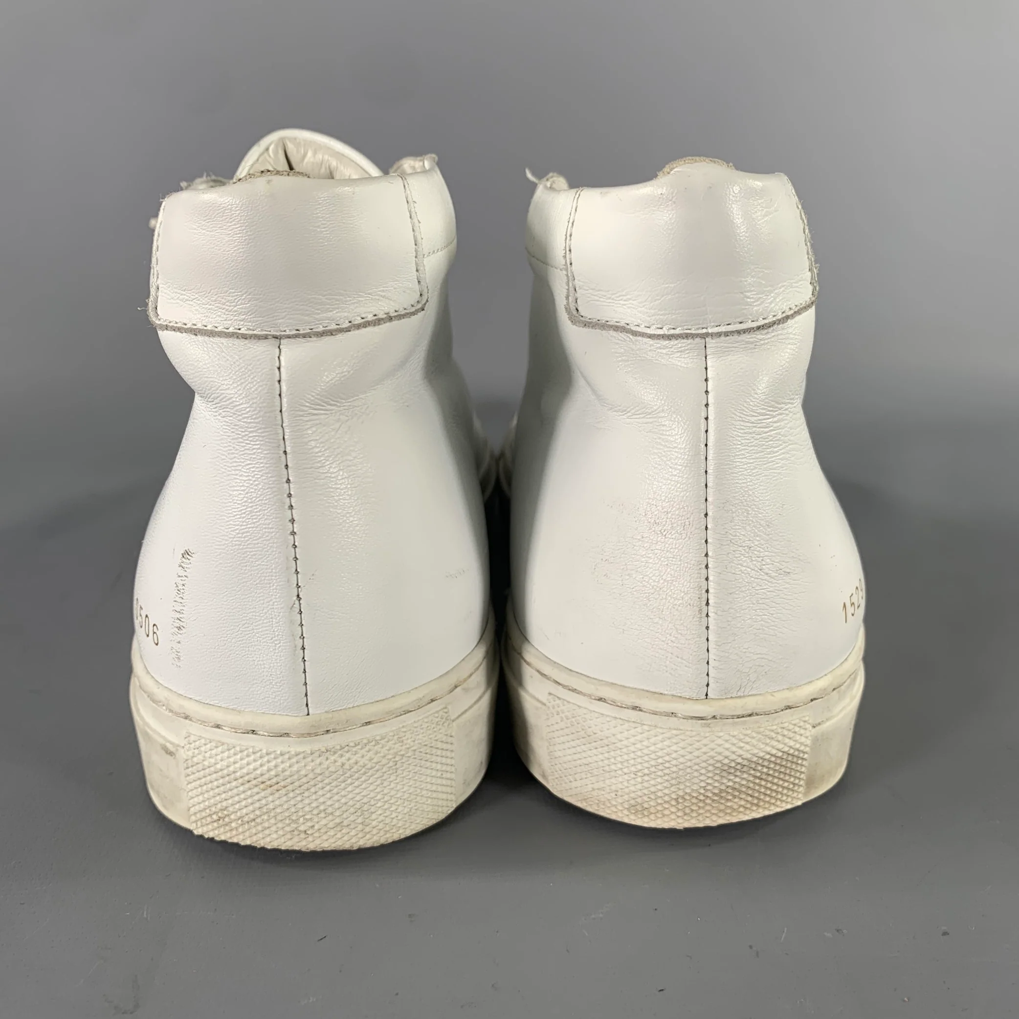 COMMON PROJECTS Size 8 White Leather Lace Up Sneakers - Image 3