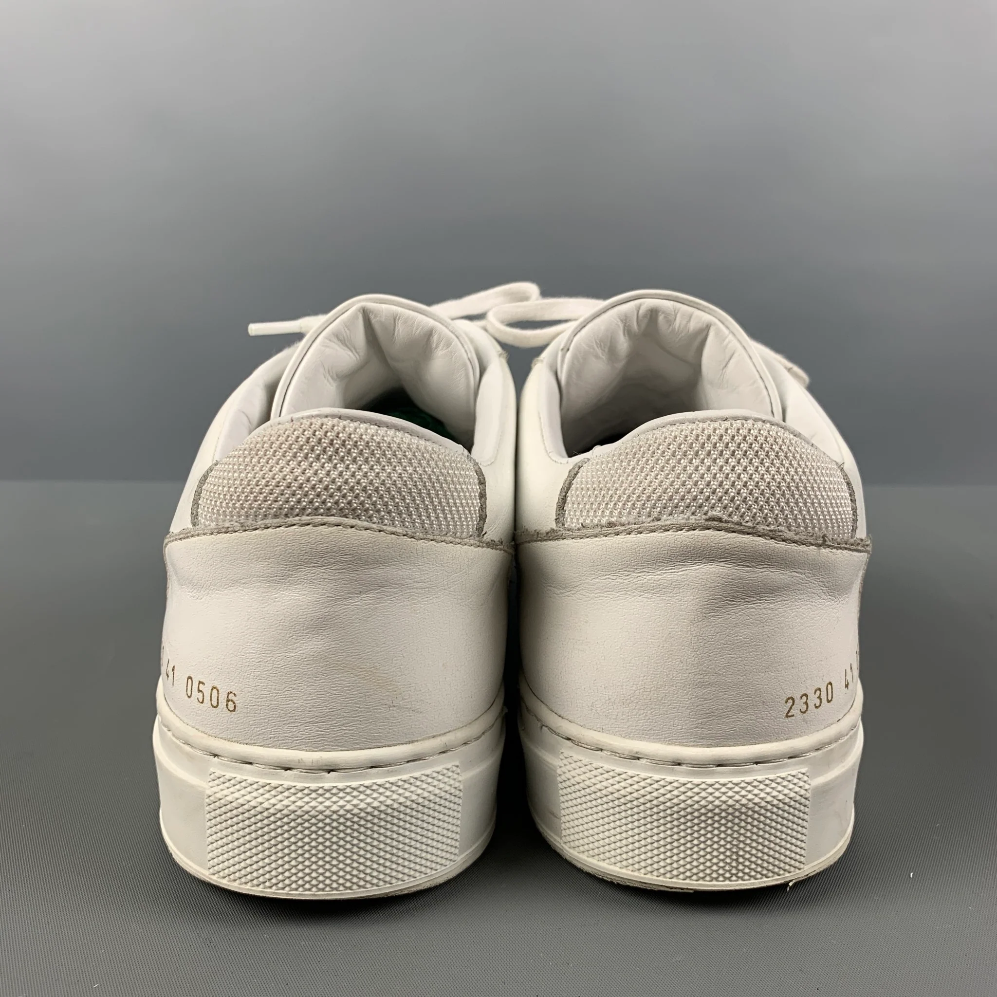 COMMON PROJECTS Size 8 White Mixed Materials Leather Low Top Sneakers - Image 3