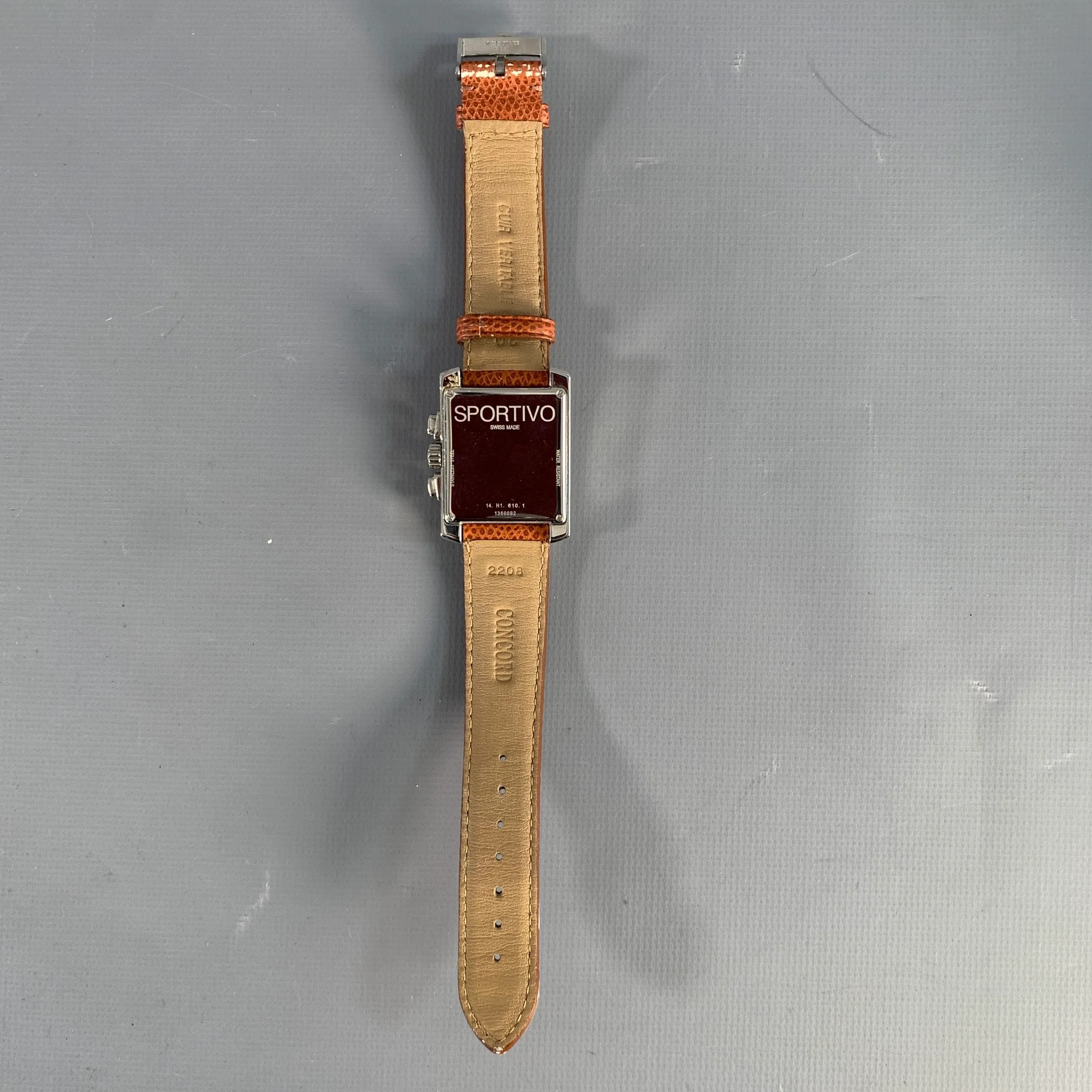 CONCORD Silver Brown Pebble Grain Leather Stainless Steel Watch - Image 3